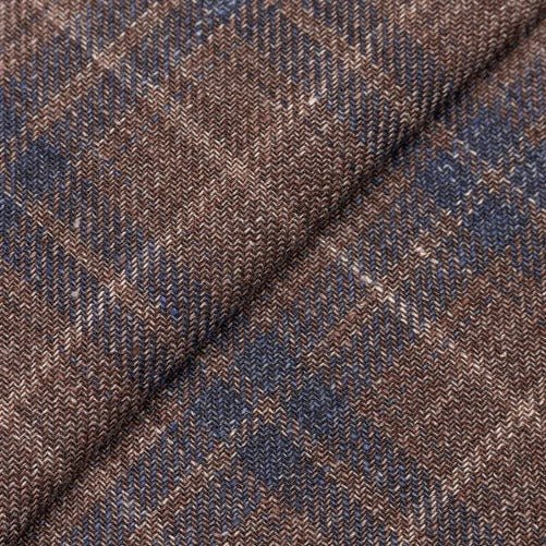Brown Blue Plaid Linen Wool Jacket - Wm. Fox & Co.