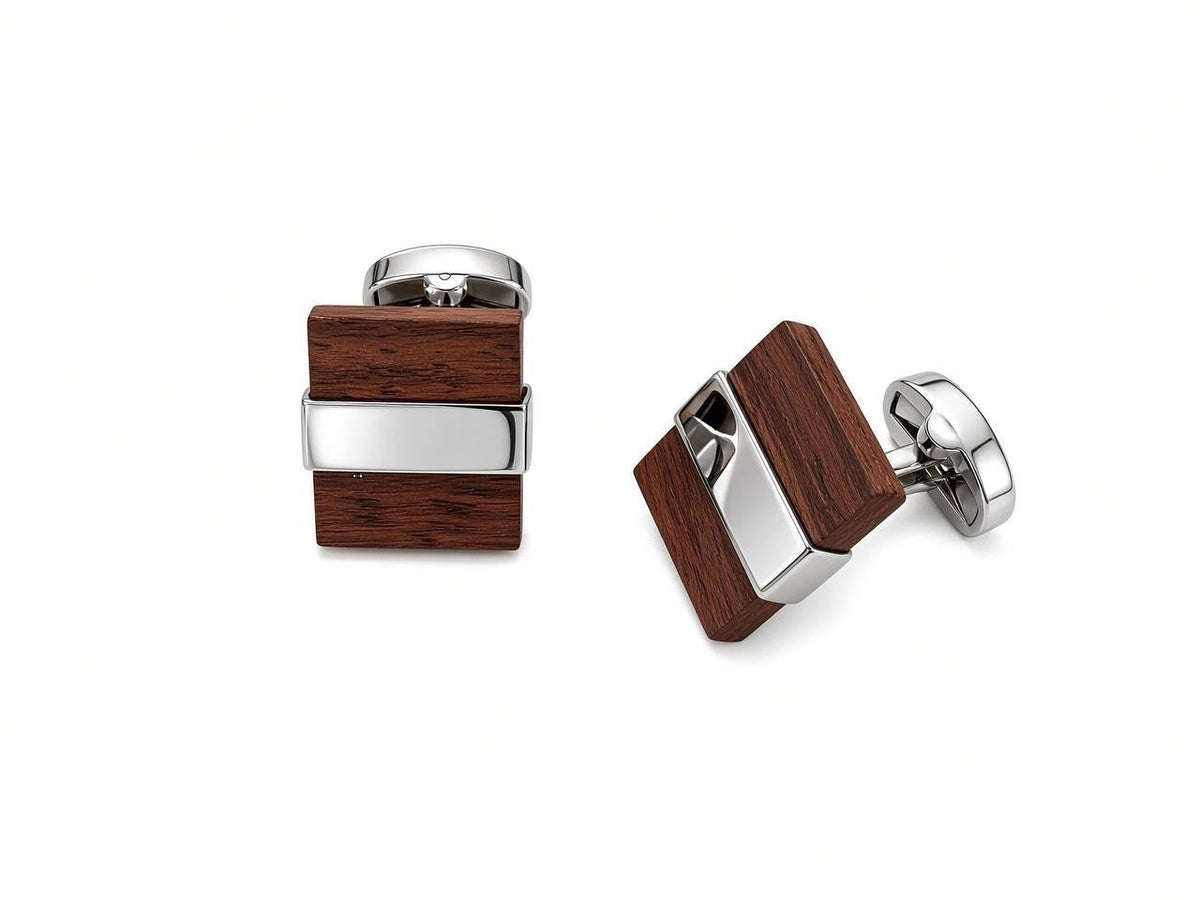 Brown Inlay Rectangular Cufflinks - Wm. Fox & Co.