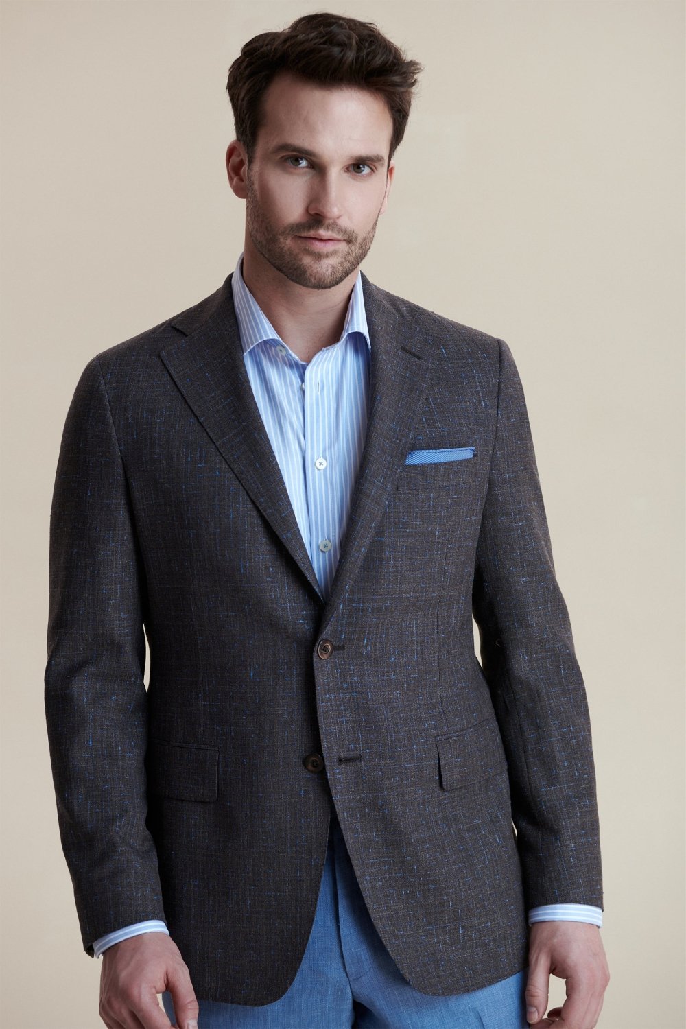 Brown Loro Piana Wool, Silk and Linen Donegal Jacket - Wm. Fox & Co.
