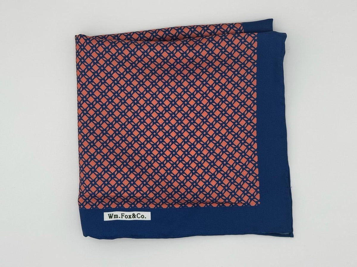 Burgundy and Blue Mini Check Pocket Square - Wm. Fox & Co.