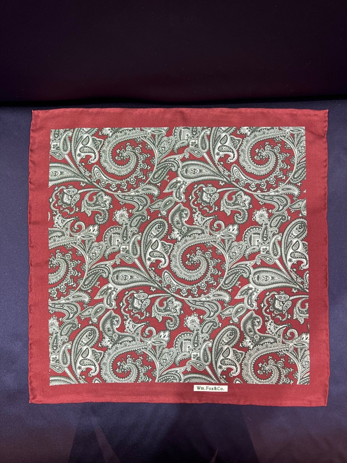 Burgundy Ornamental Paisley Pocket Square - Wm. Fox & Co.