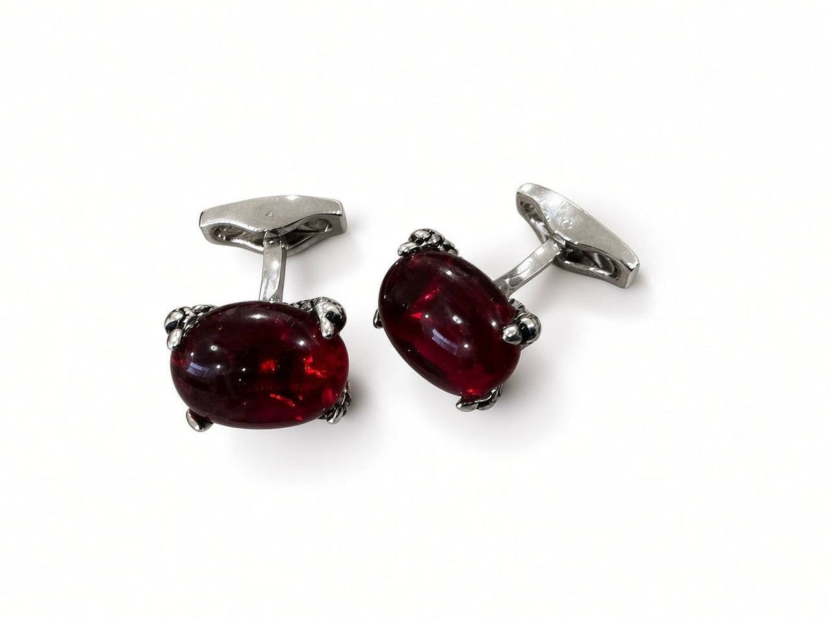 Deep Red Oval Cufflinks - Wm. Fox & Co.