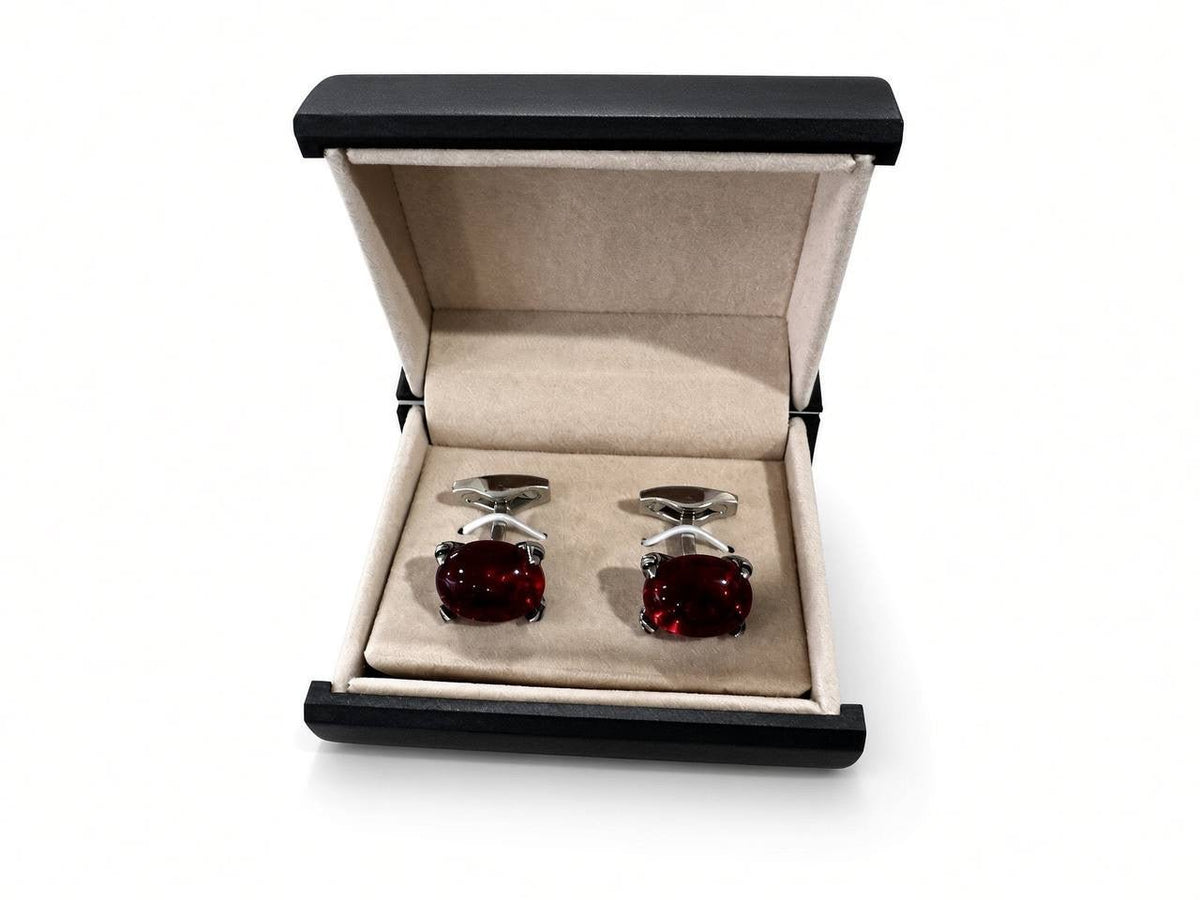 Deep Red Oval Cufflinks - Wm. Fox & Co.
