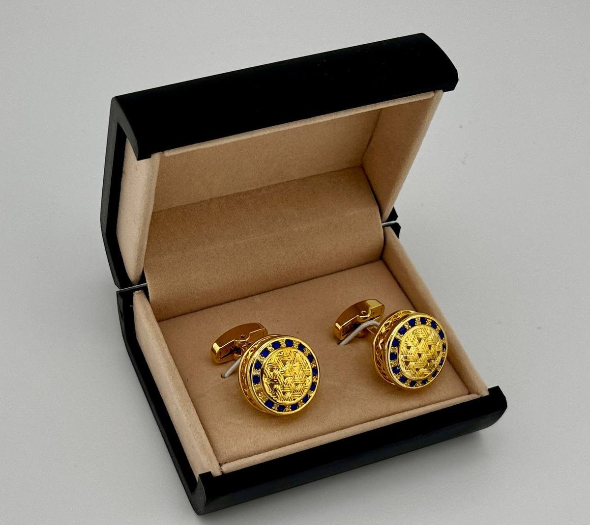 Gold-Tone Dotted Medallion Cufflinks - Wm. Fox & Co.