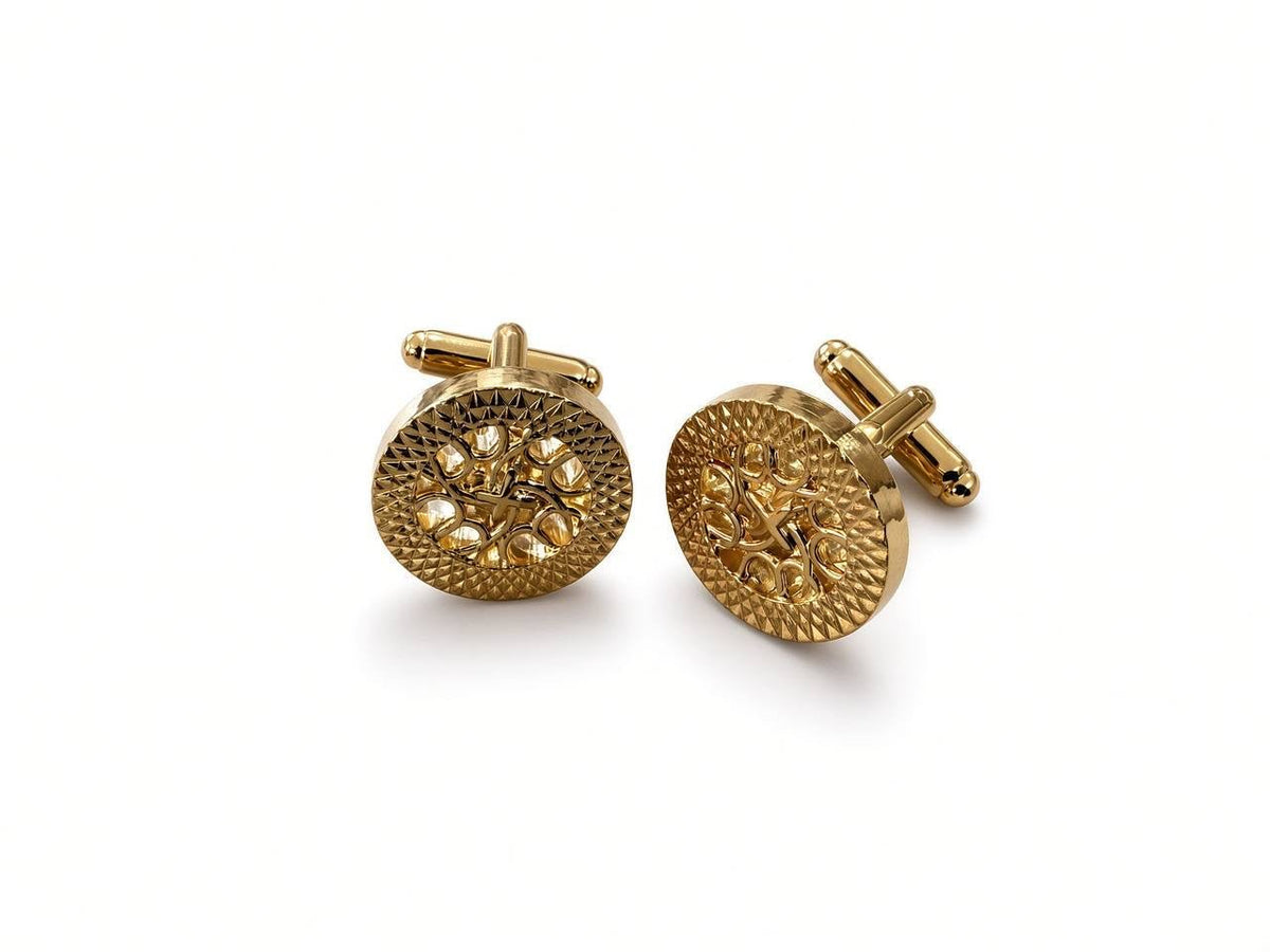 Gold-Tone Floral Disc Cufflinks - Wm. Fox & Co.