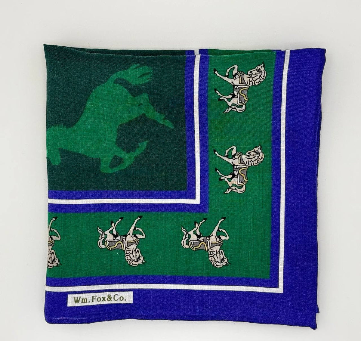 Green Equestrian Border Pocket Square - Wm. Fox & Co.