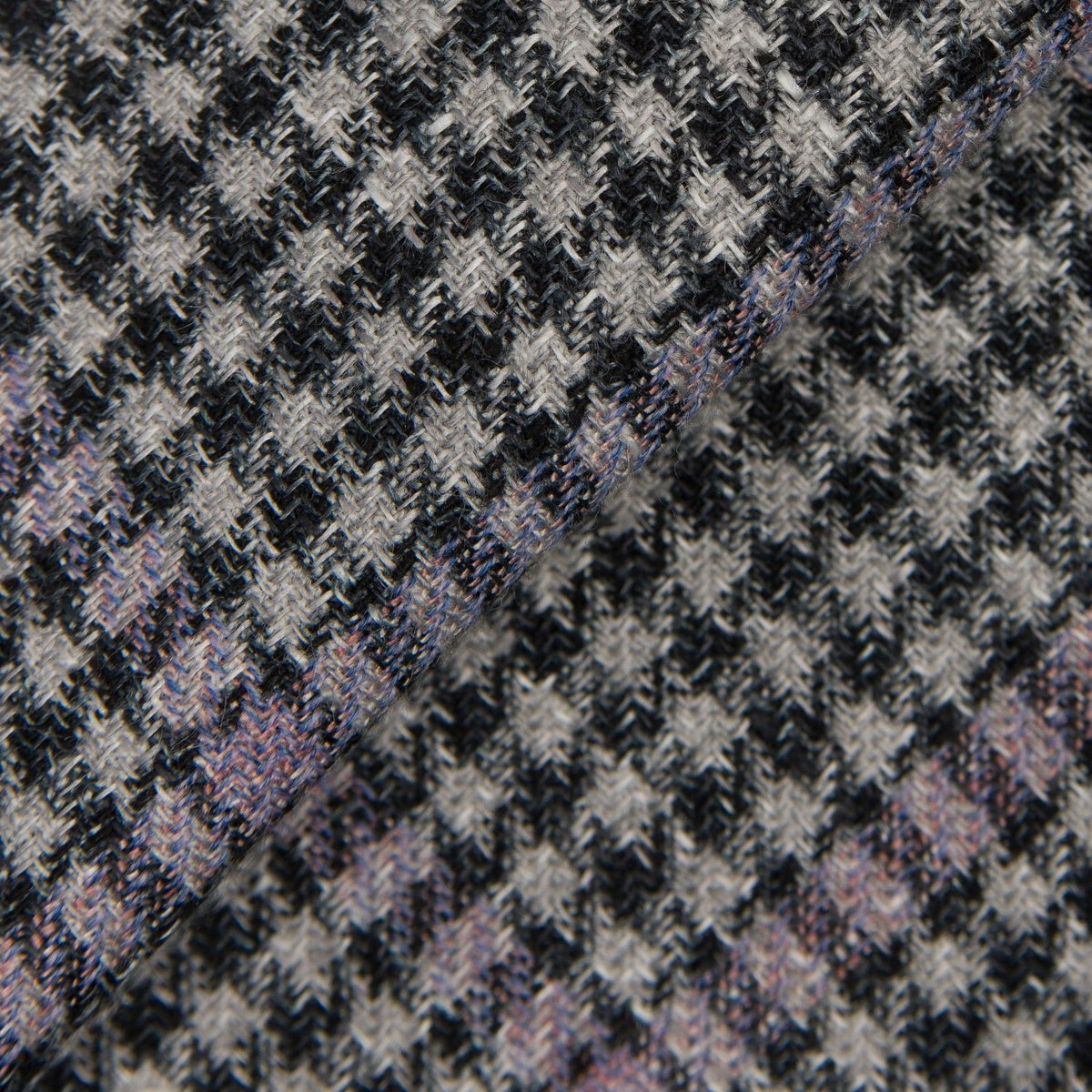 Grey & Purple Silk and Linen Blend Houndstooth Jacket - Wm. Fox & Co.