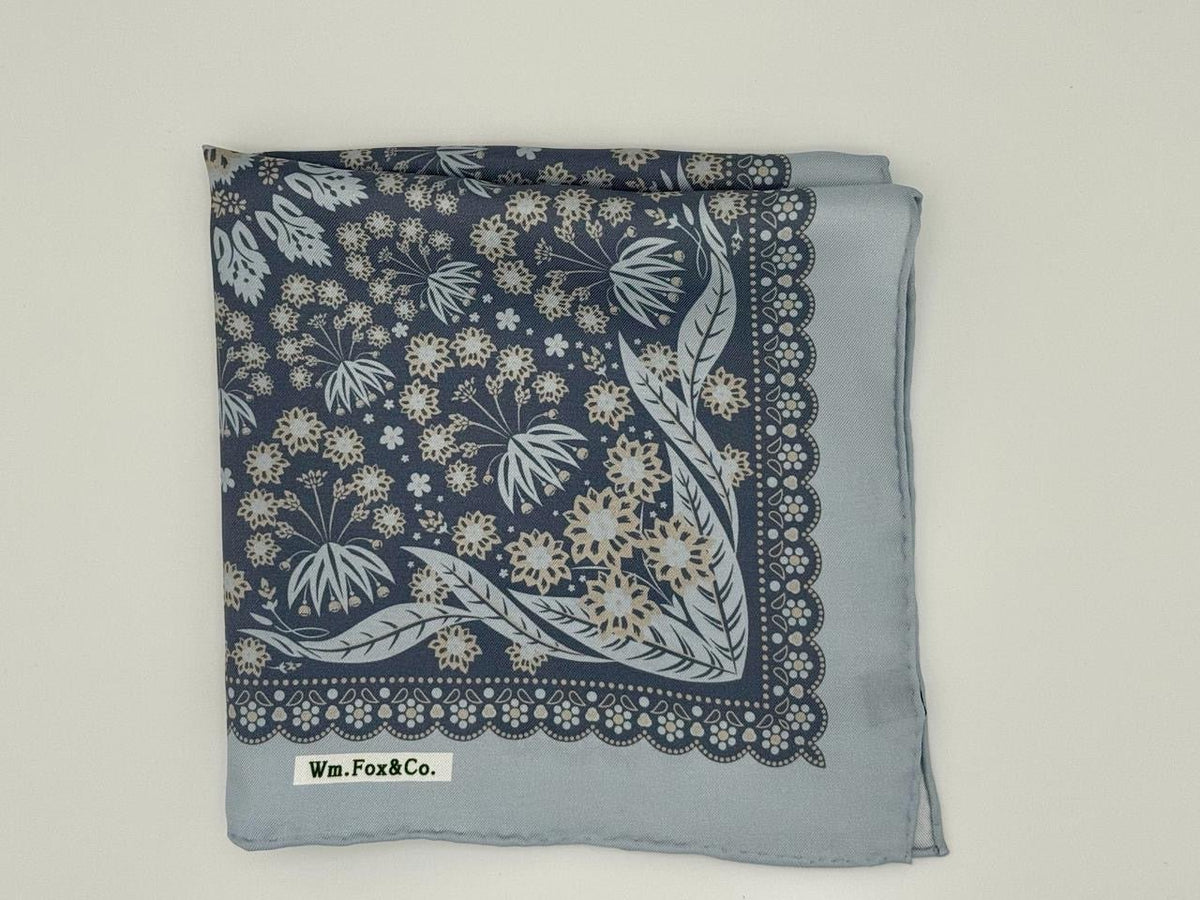 Ivory and Charcoal Ornamental Pocket Square - Wm. Fox & Co.