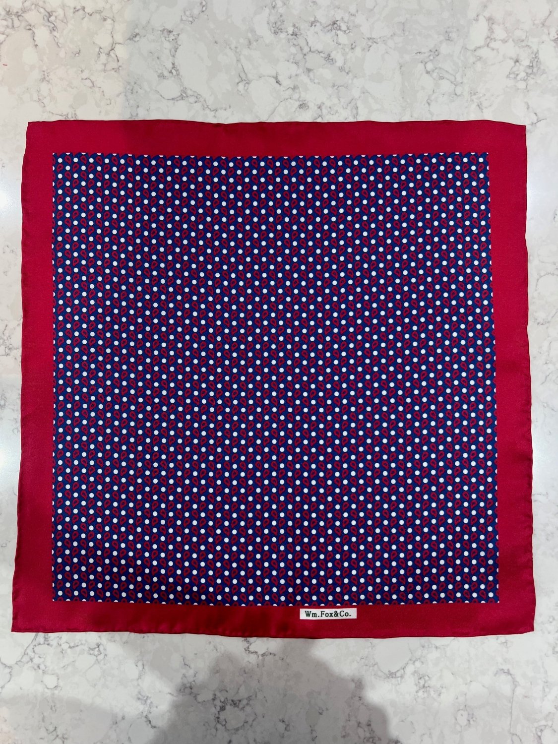 Navy Dots with Red Border Pocket Square - Wm. Fox & Co.