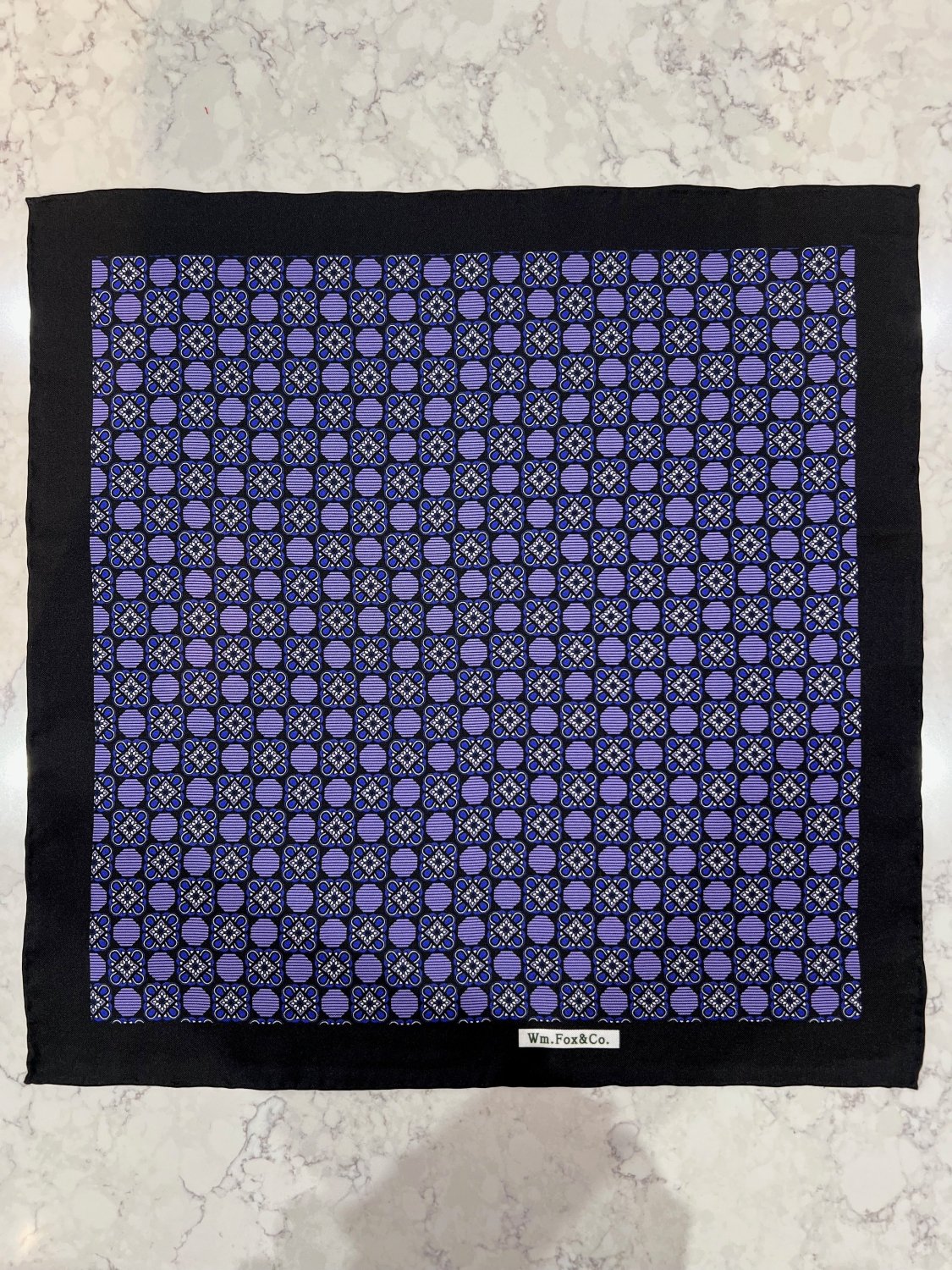 Navy Geometric Medallion Pocket Square - Wm. Fox & Co.