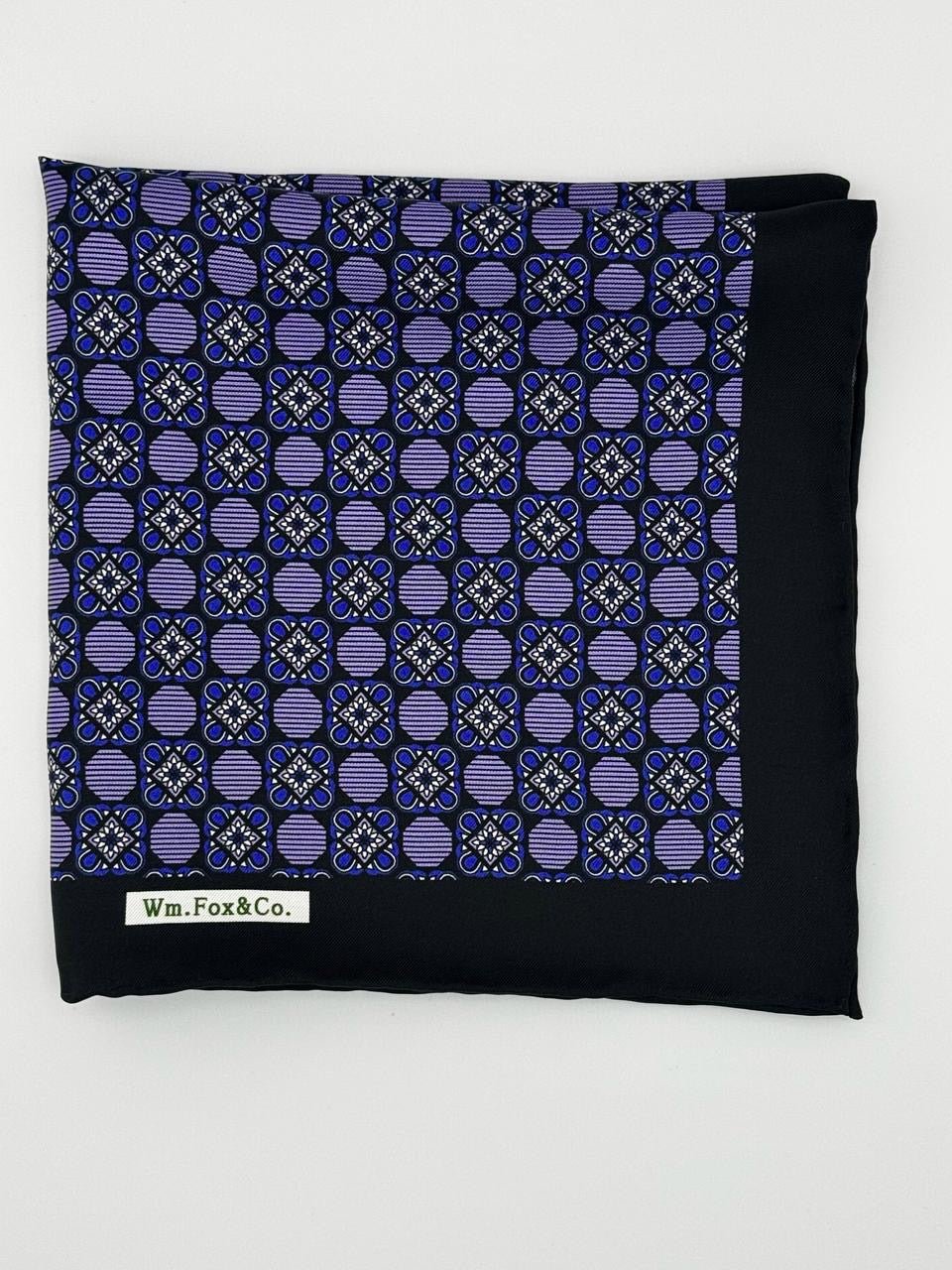 Navy Geometric Medallion Pocket Square - Wm. Fox & Co.