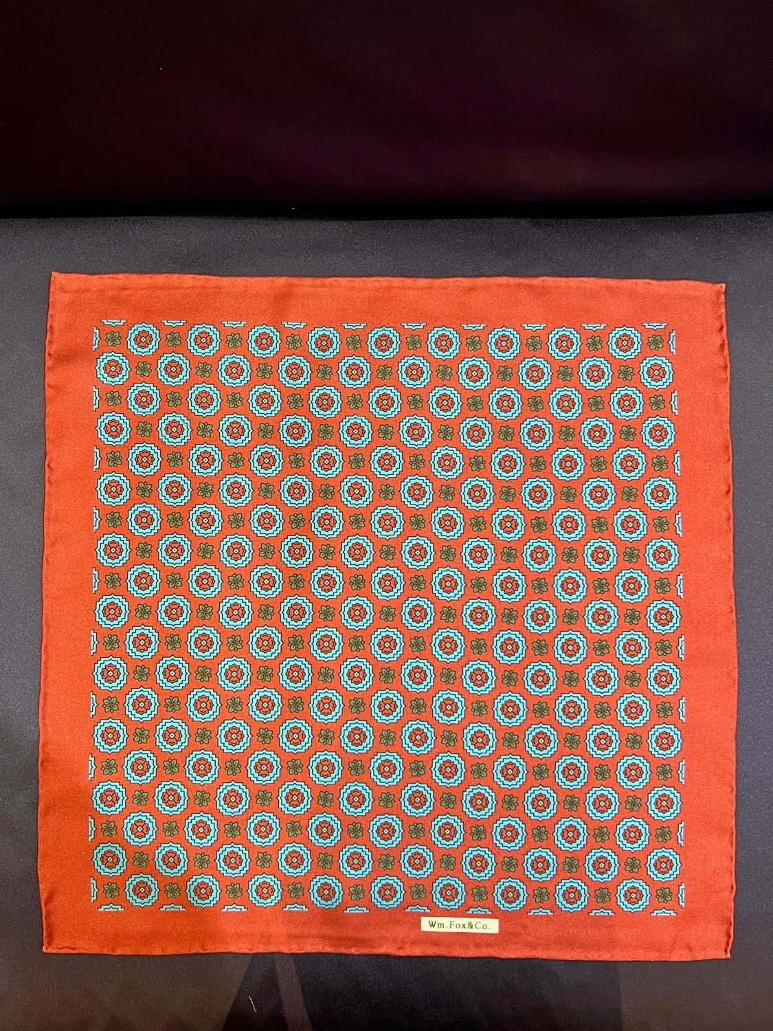 Orange Geometric Medallion Pocket Square - Wm. Fox & Co.