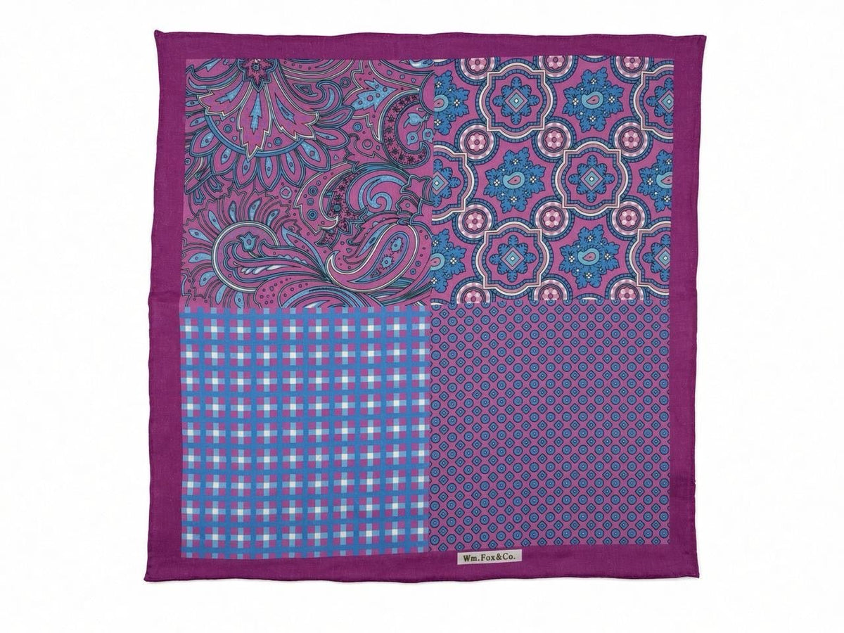 Plum Four-Pattern Pocket Square - Wm. Fox & Co.