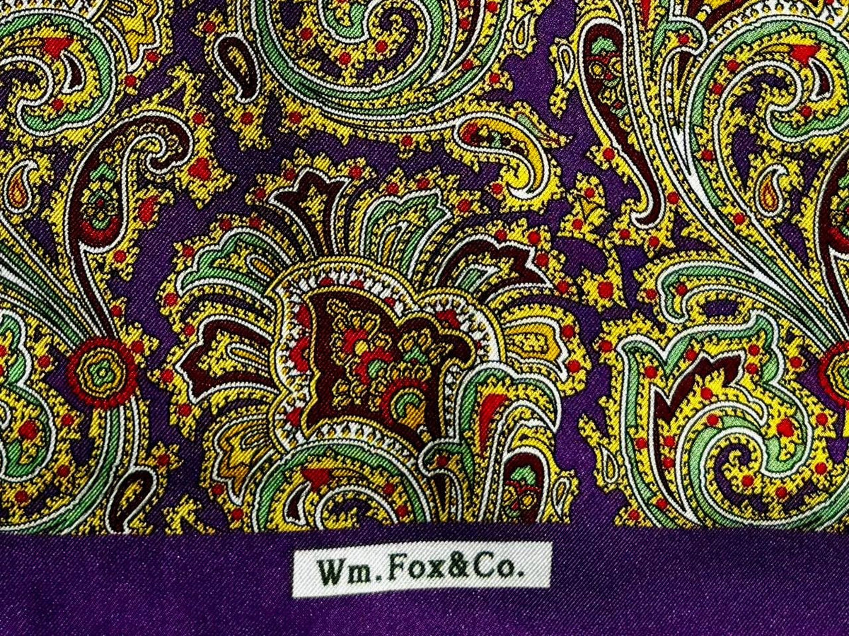 Purple Border Multicolor Paisley Pocket Square - Wm. Fox & Co.