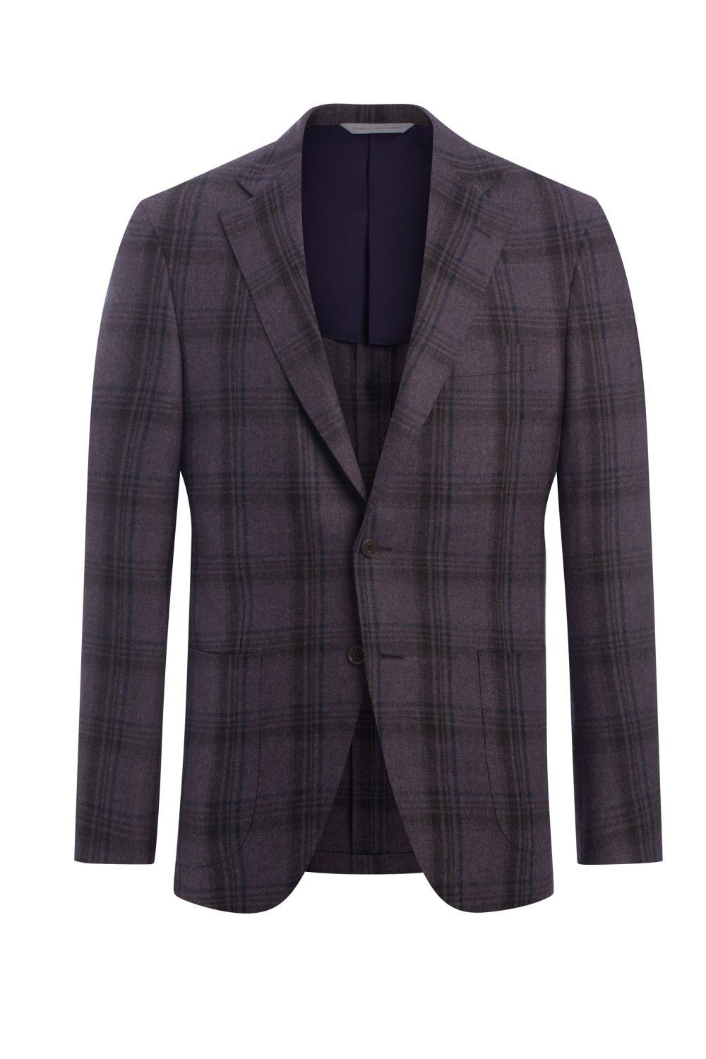 Purple Cashmere-Blend Plaid Jacket – Soft Flannel Finish - Wm. Fox & Co.