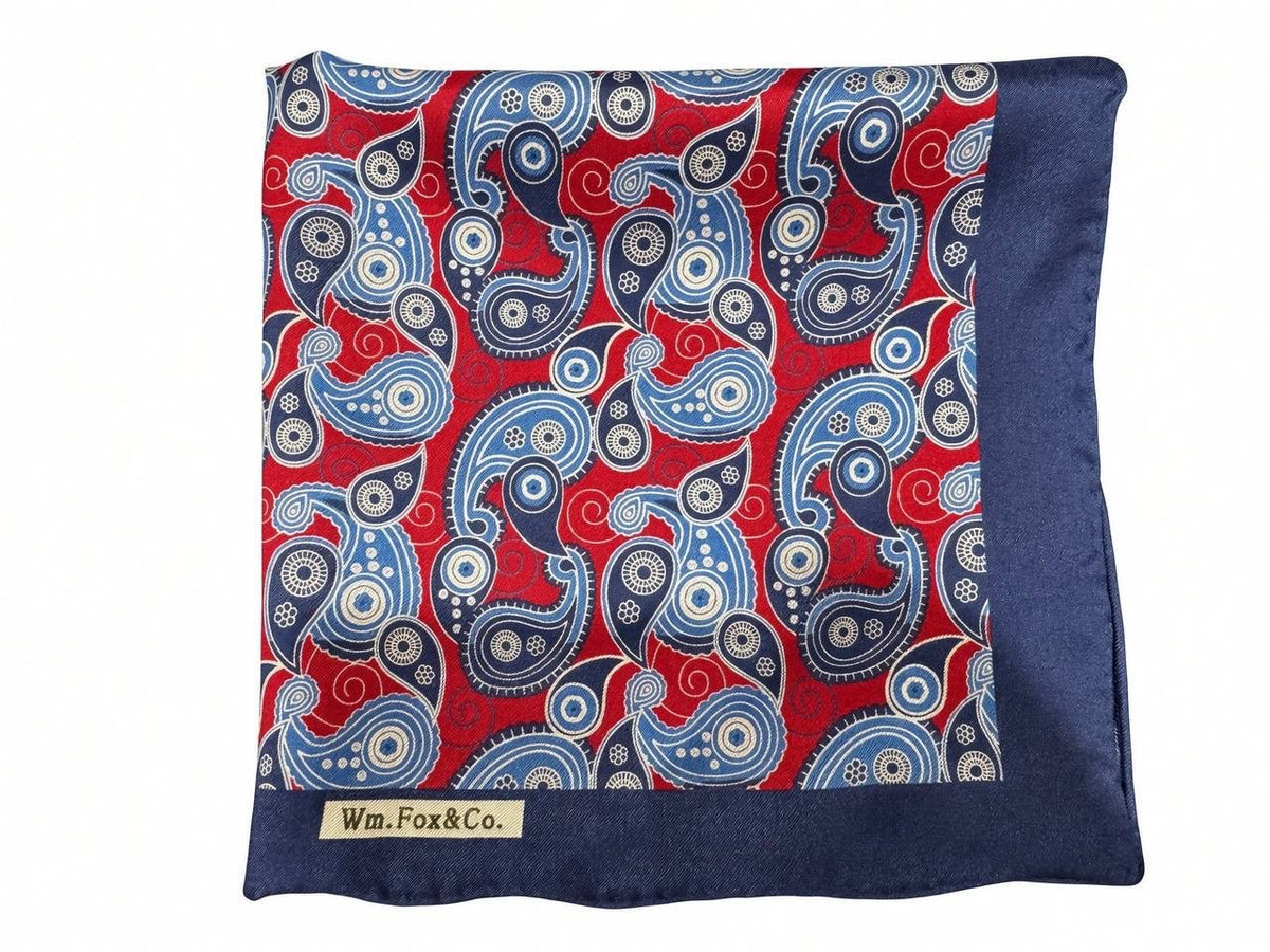Red and Blue Paisley Pocket Square - Wm. Fox & Co.