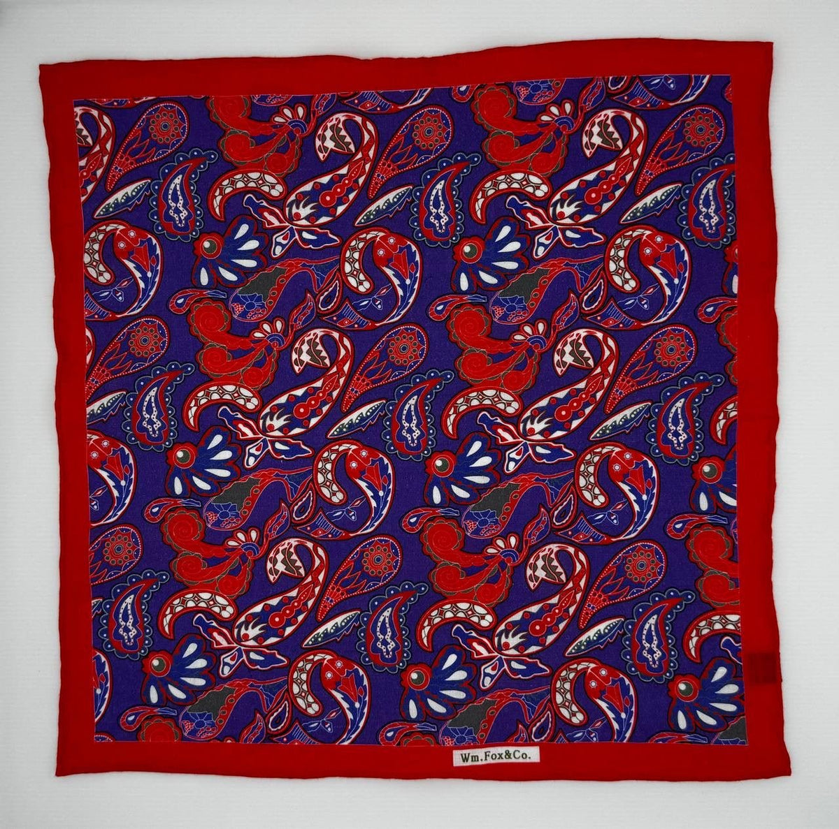Red and Navy Bold Paisley Pocket Square - Wm. Fox & Co.
