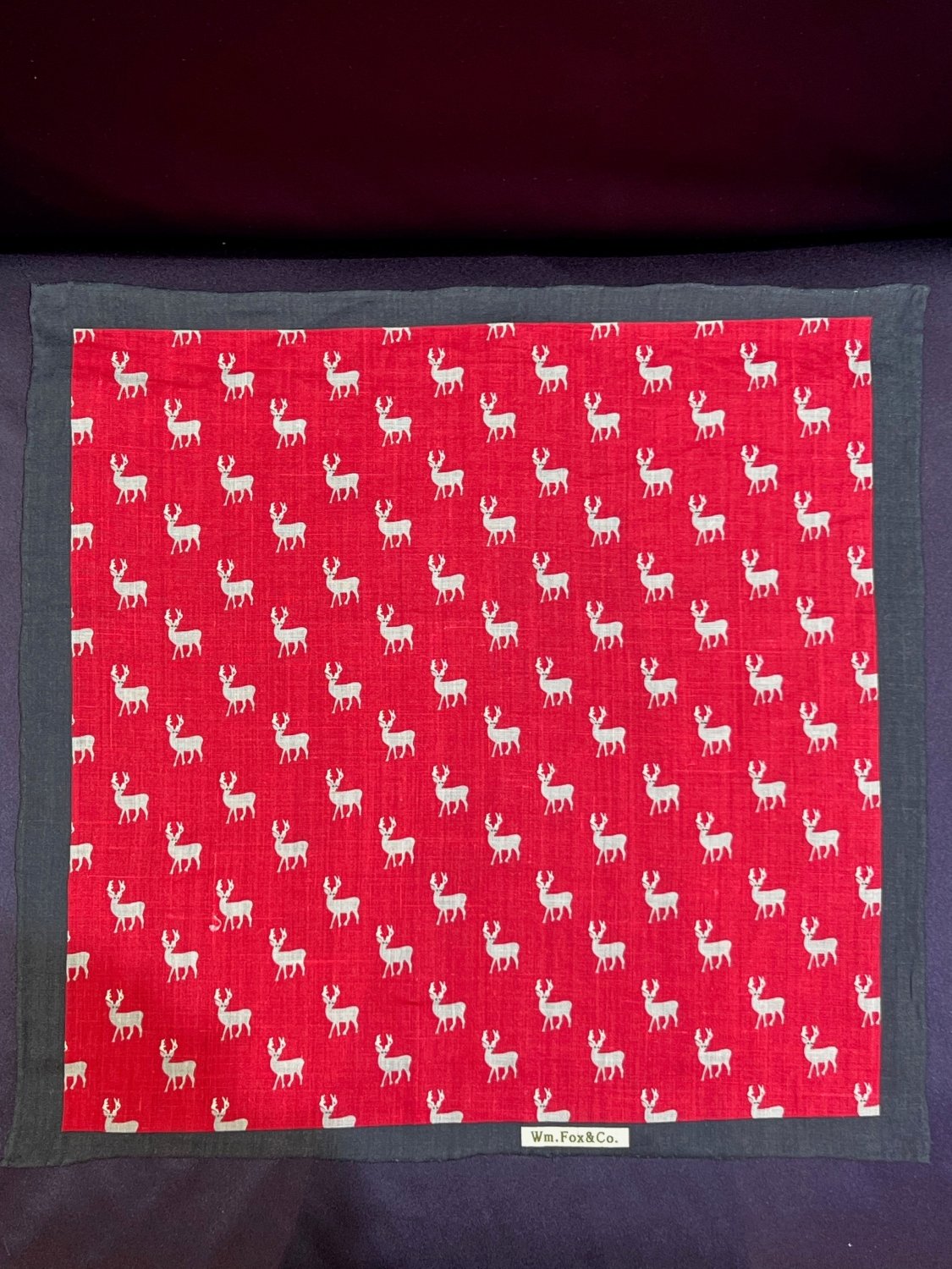 Red Stag Motif Pocket Square - Wm. Fox & Co.