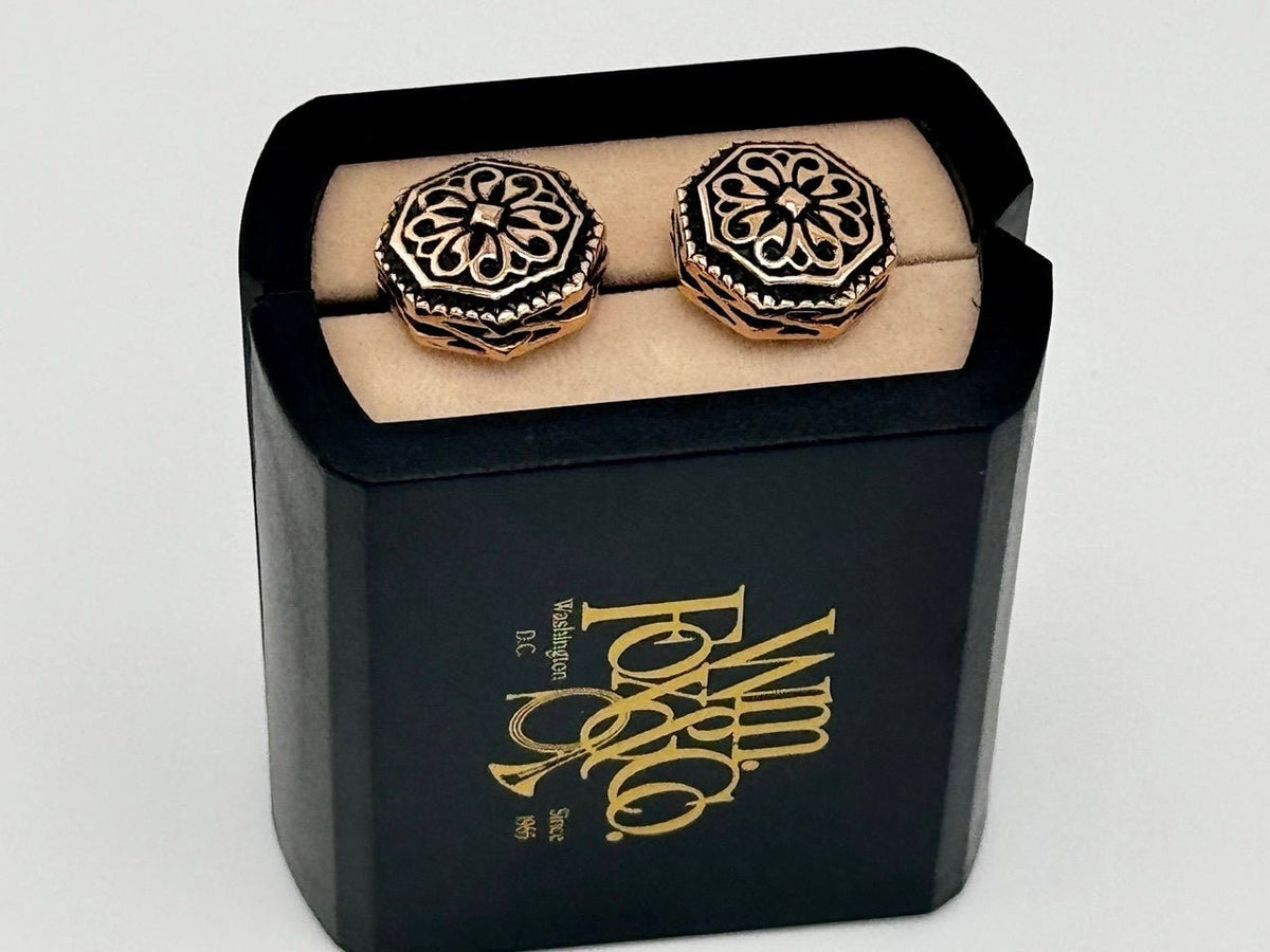 Rose-Tone Floral Medallion Cufflinks - Wm. Fox & Co.