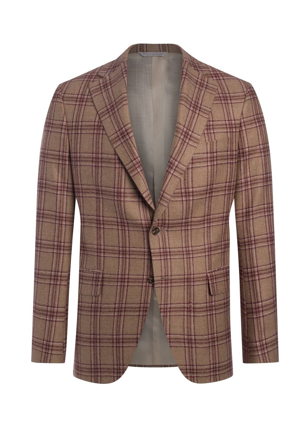 Tan Wool, Silk and Linen Textured Plaid Jacket - Wm. Fox & Co.