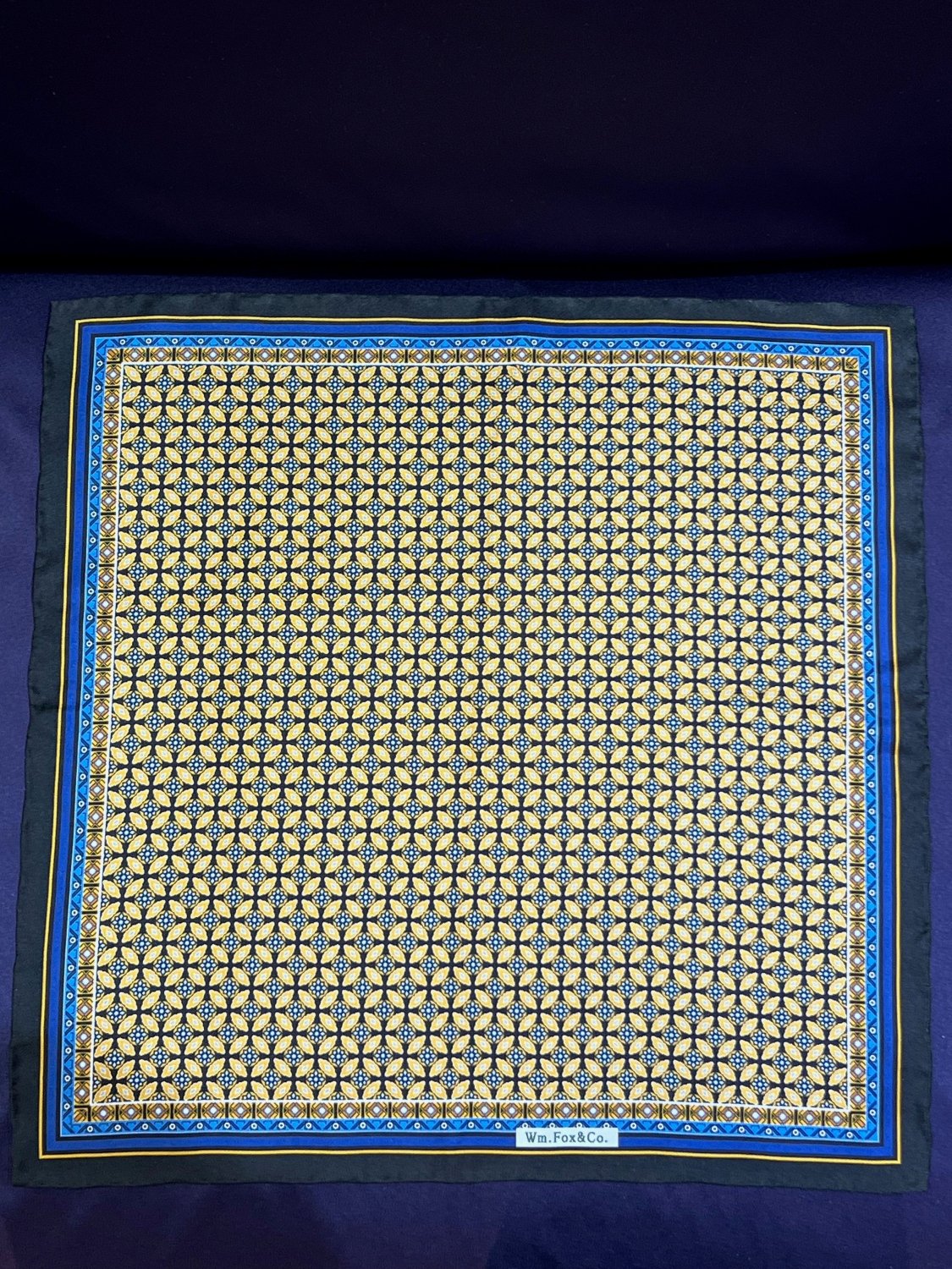 Yellow Geometric Border Pocket Square - Wm. Fox & Co.