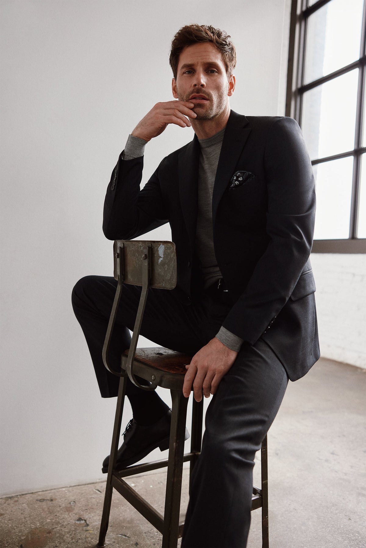 Charcoal 120's Wool Stretch Trousers