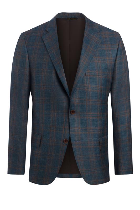 Aquamarine Wool, Silk and Linen Plaid Jacket