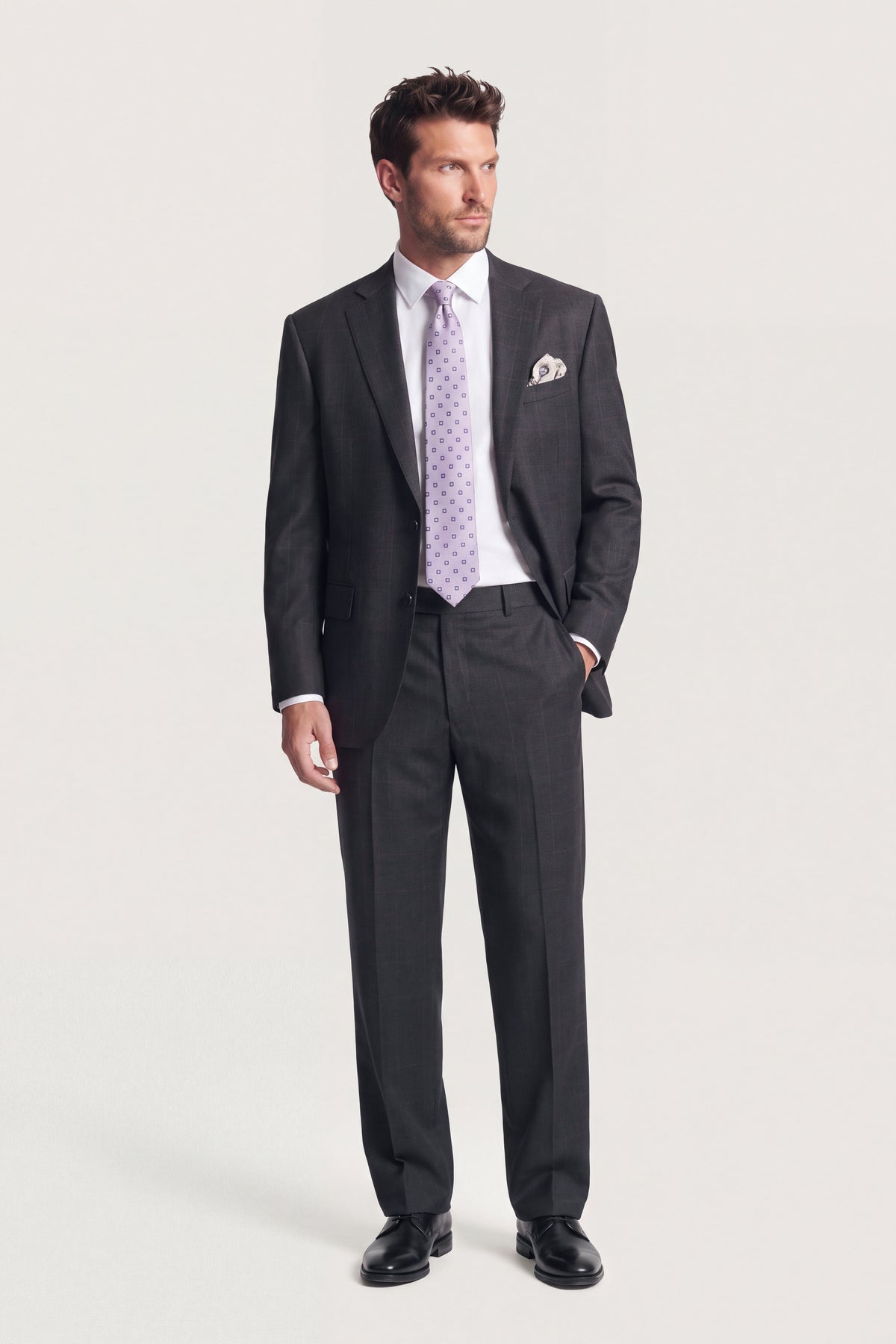Dark Grey Super 130'S Plaid Suit