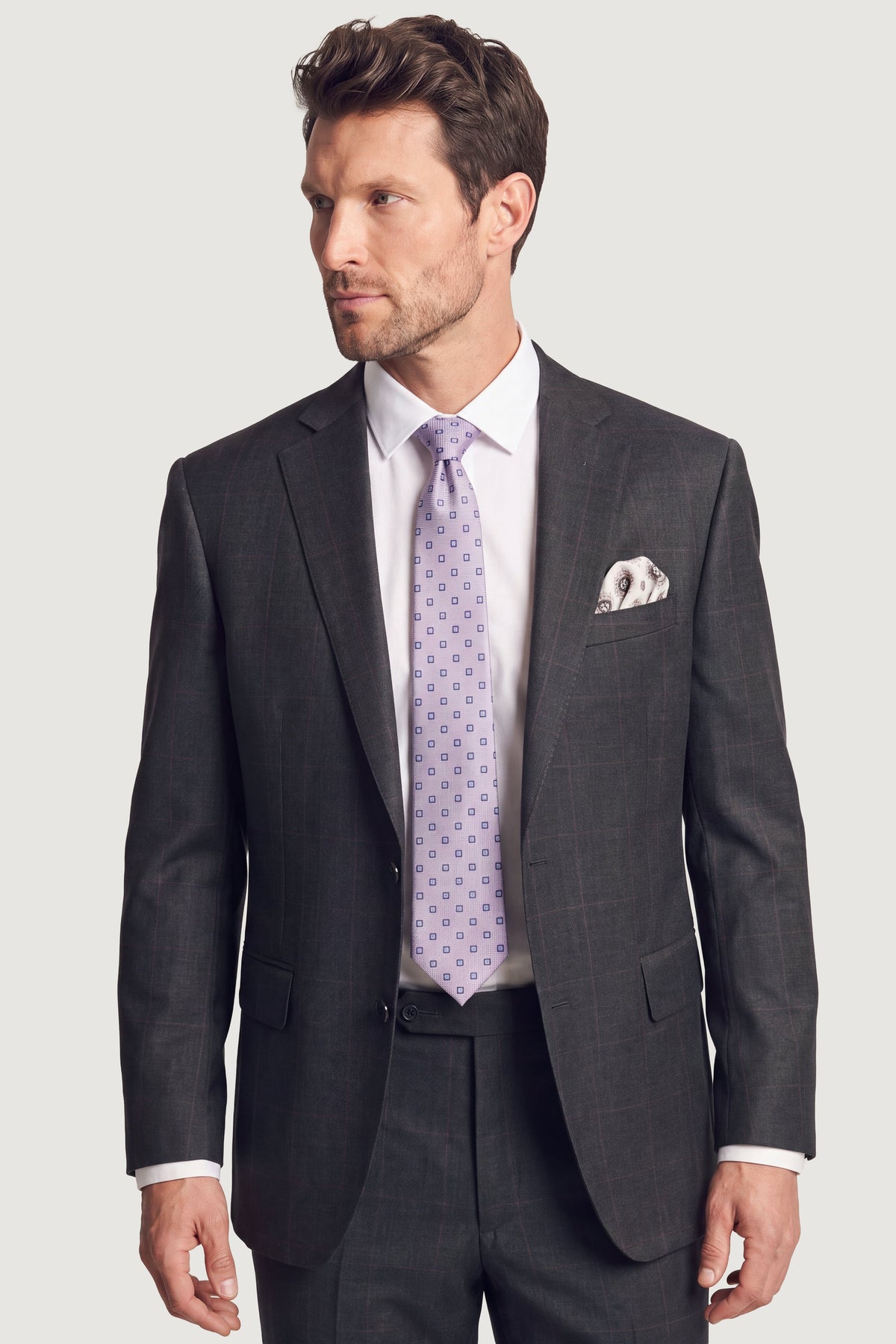 Dark Grey Super 130'S Plaid Suit