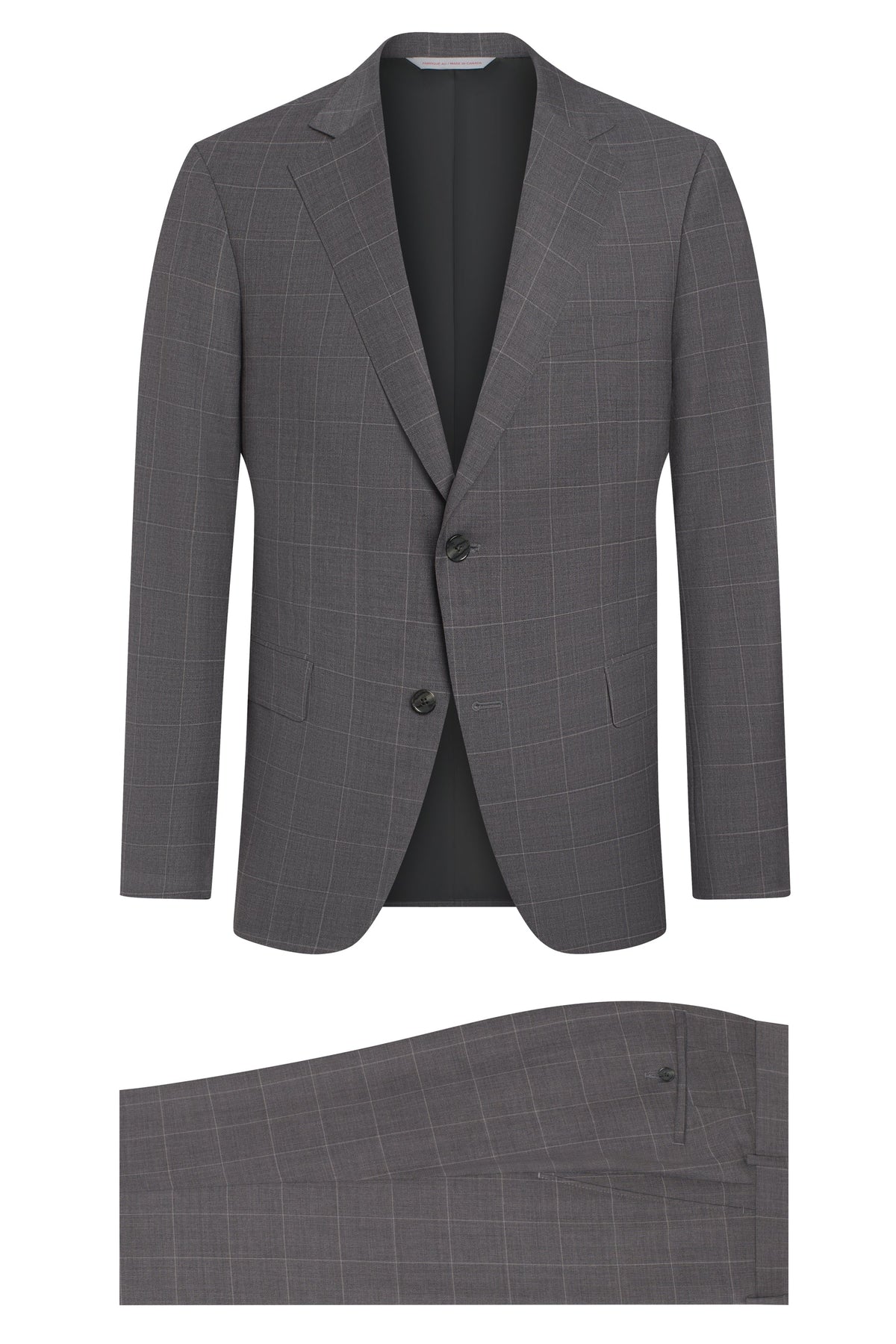 Grey Windowpane Wool Suit