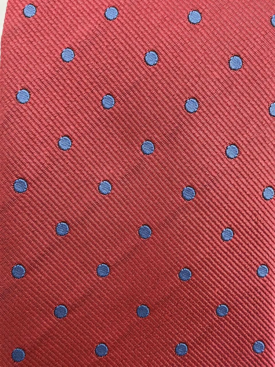 Red and Blue Dot Necktie, fabric close-up