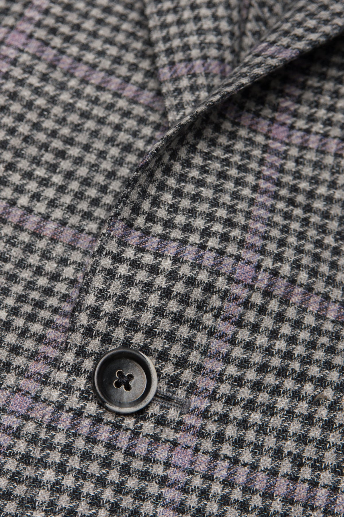 Grey & Purple Silk and Linen Blend Houndstooth Jacket
