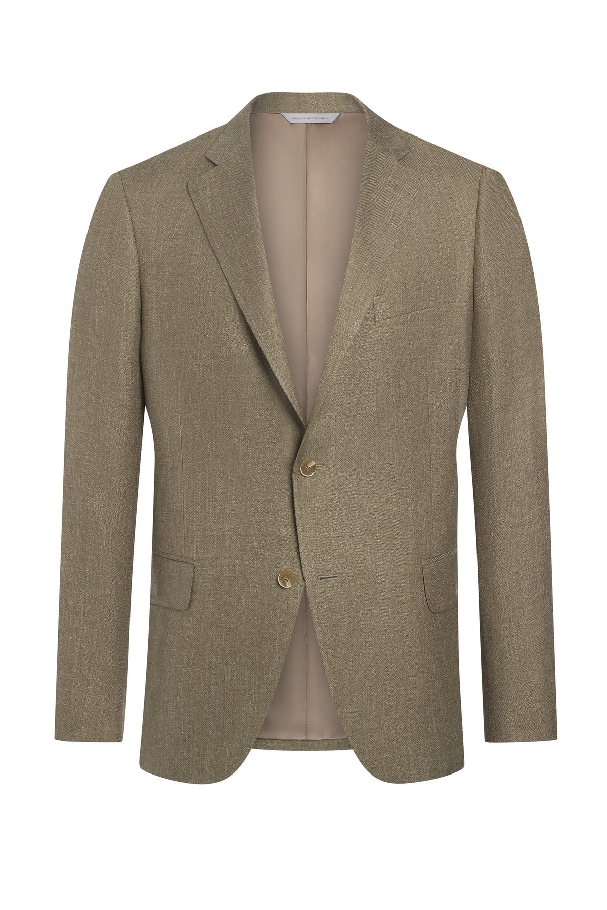 Taupe Loro Piana Linen Cashmere Silk Tonal Herringbone Jacket
