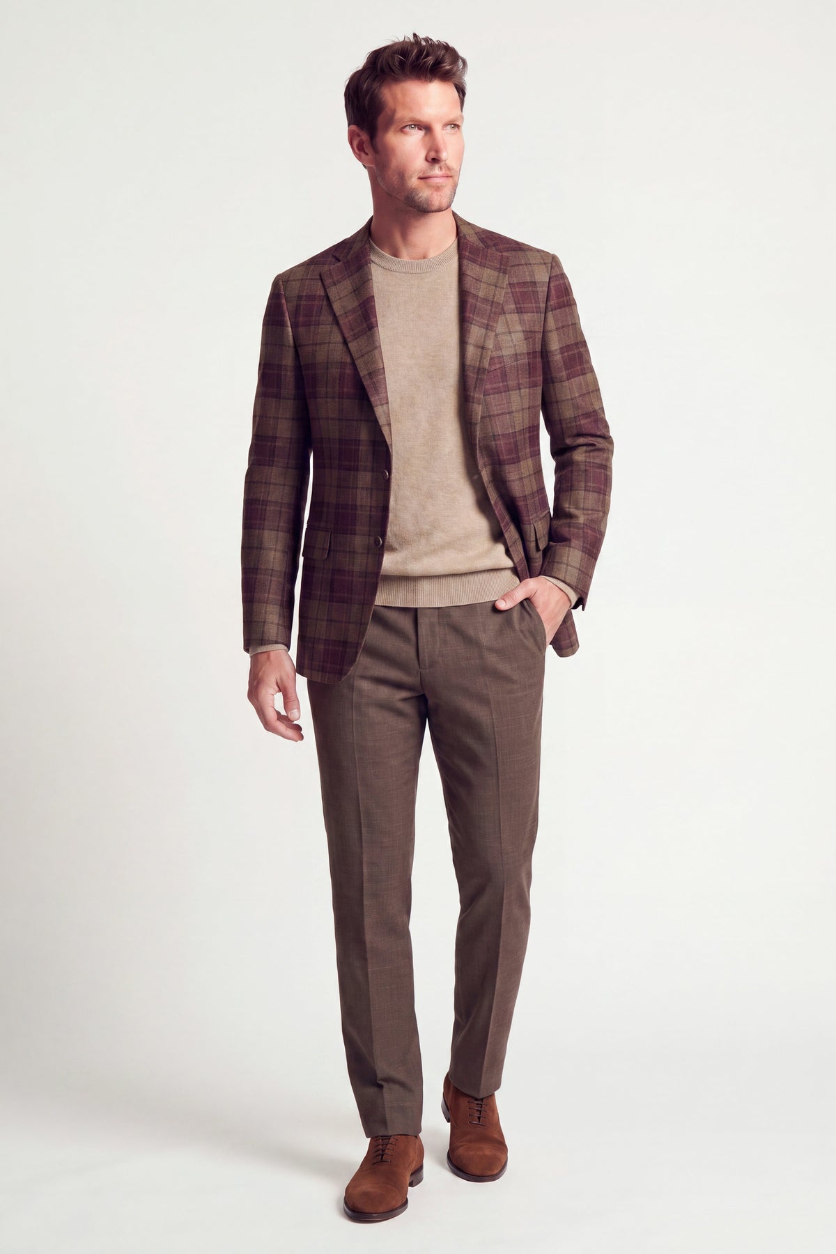 Taupe Honey Way Plaid Jacket