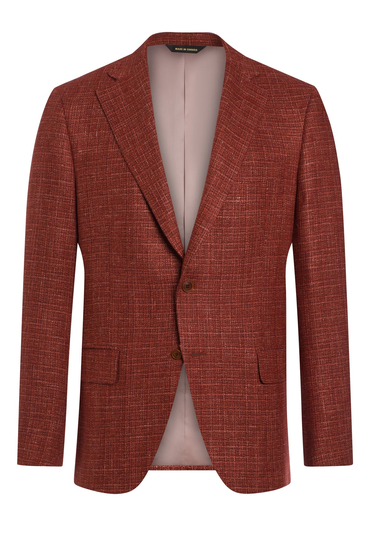 Burnt Red Wool Blend Textured Jacket