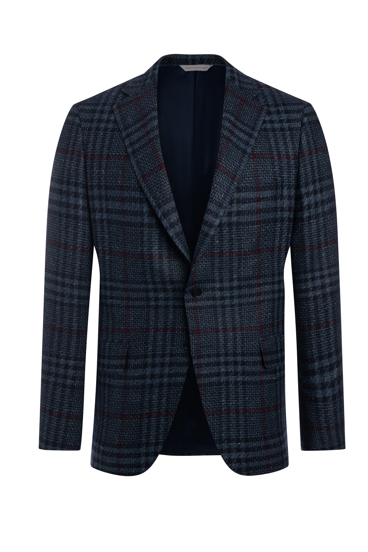 Blue Wool, Silk and Linen Plaid Jacket