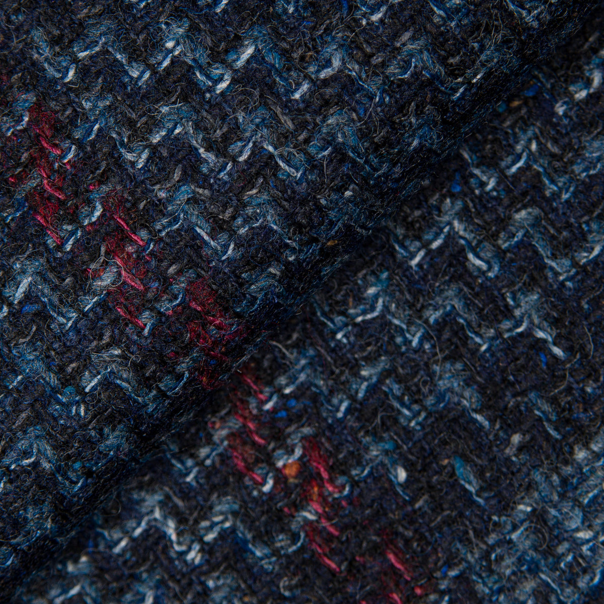Blue Wool, Silk and Linen Plaid Jacket