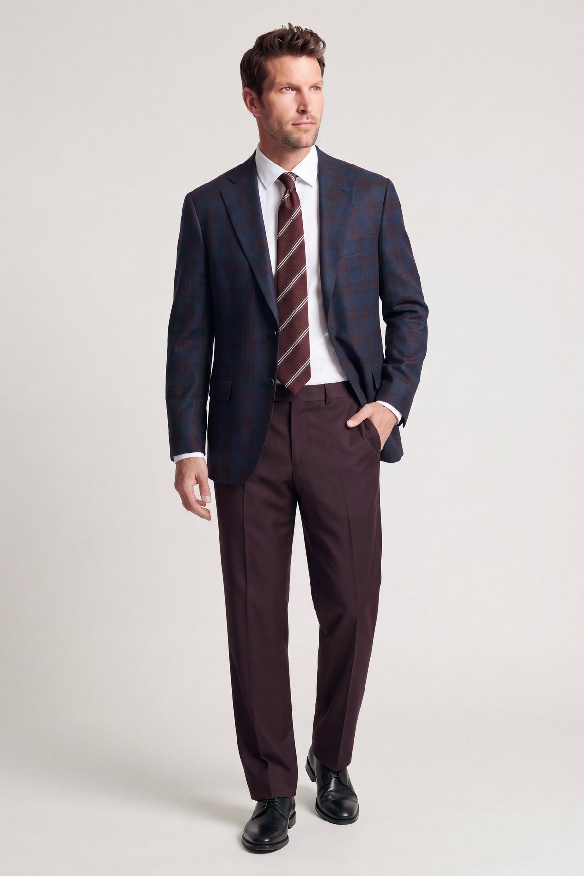 Blue 130's Flannel Plaid Jacket