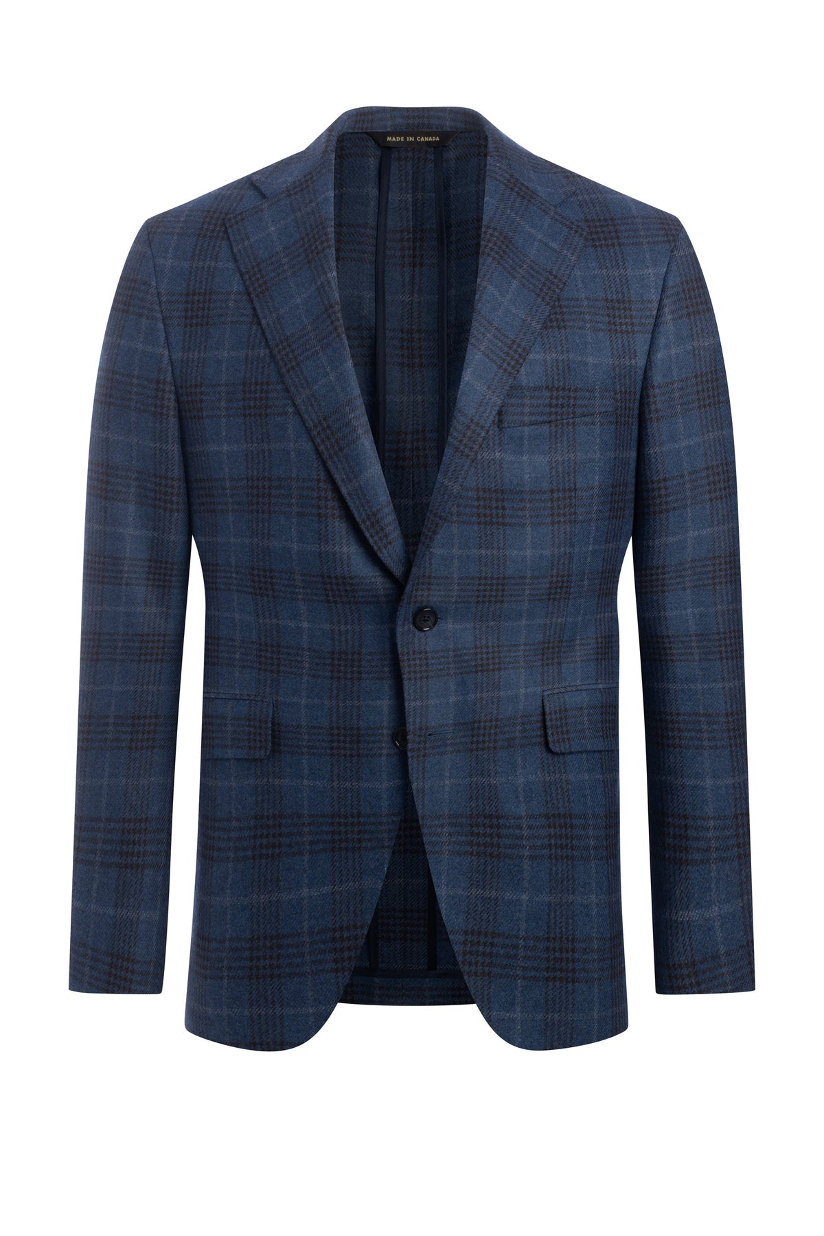 Blue Wool Blend Plaid Jacket