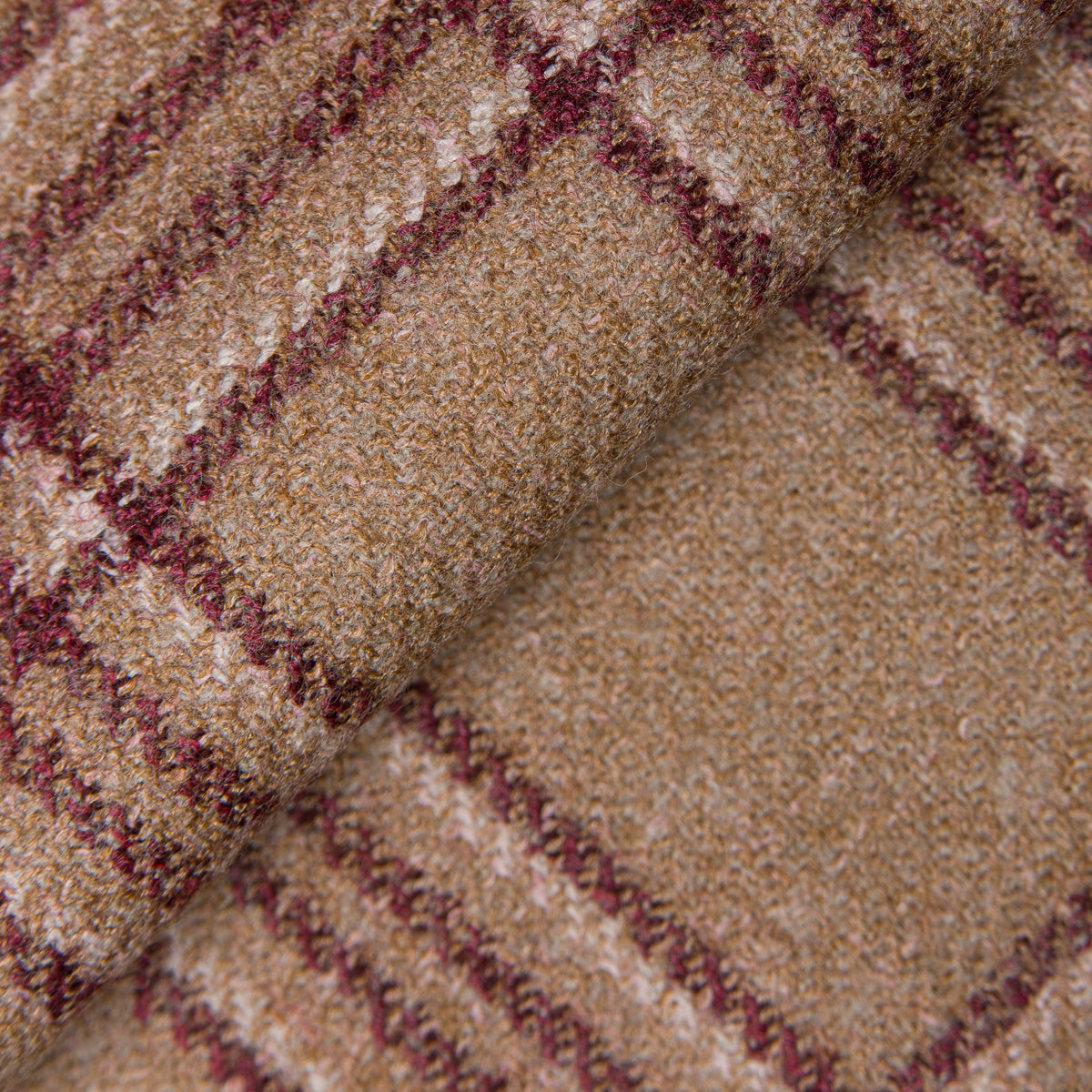 Tan Wool, Silk and Linen Textured Plaid Jacket