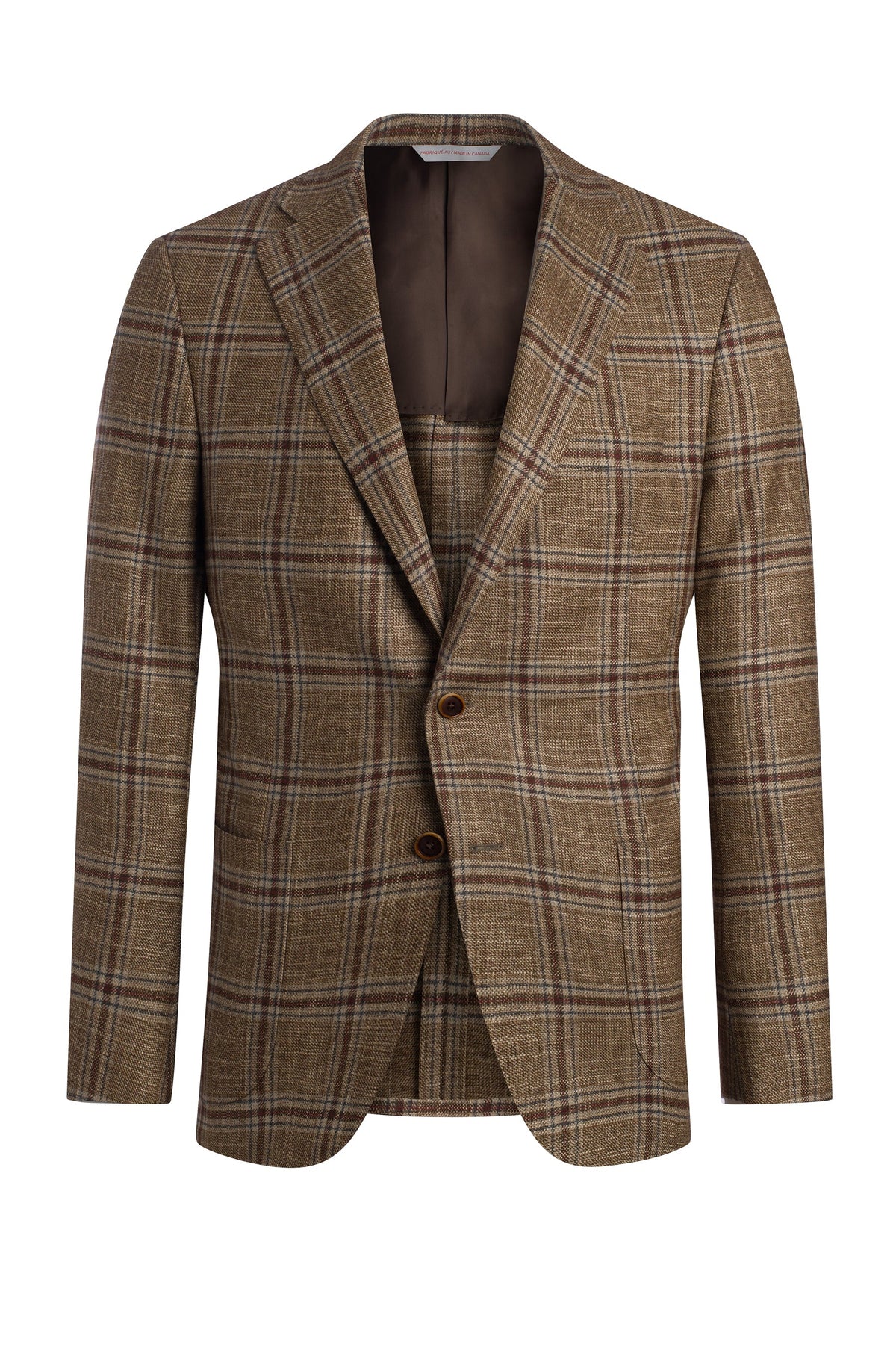 Tan Wool, Silk and Cashmere Plaid Jacket