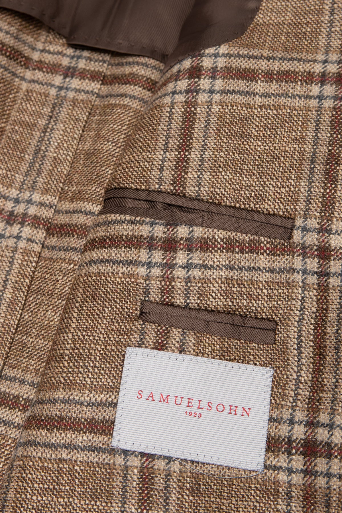 Tan Wool, Silk and Cashmere Plaid Jacket