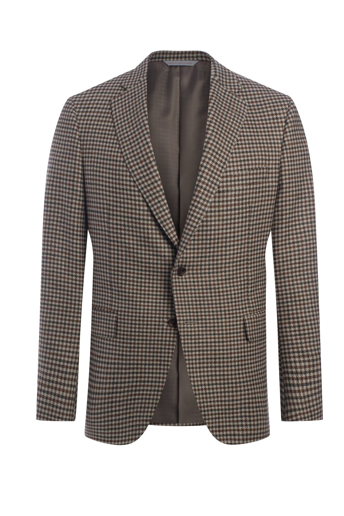 Beige Cotton Blend Houndstooth Jacket