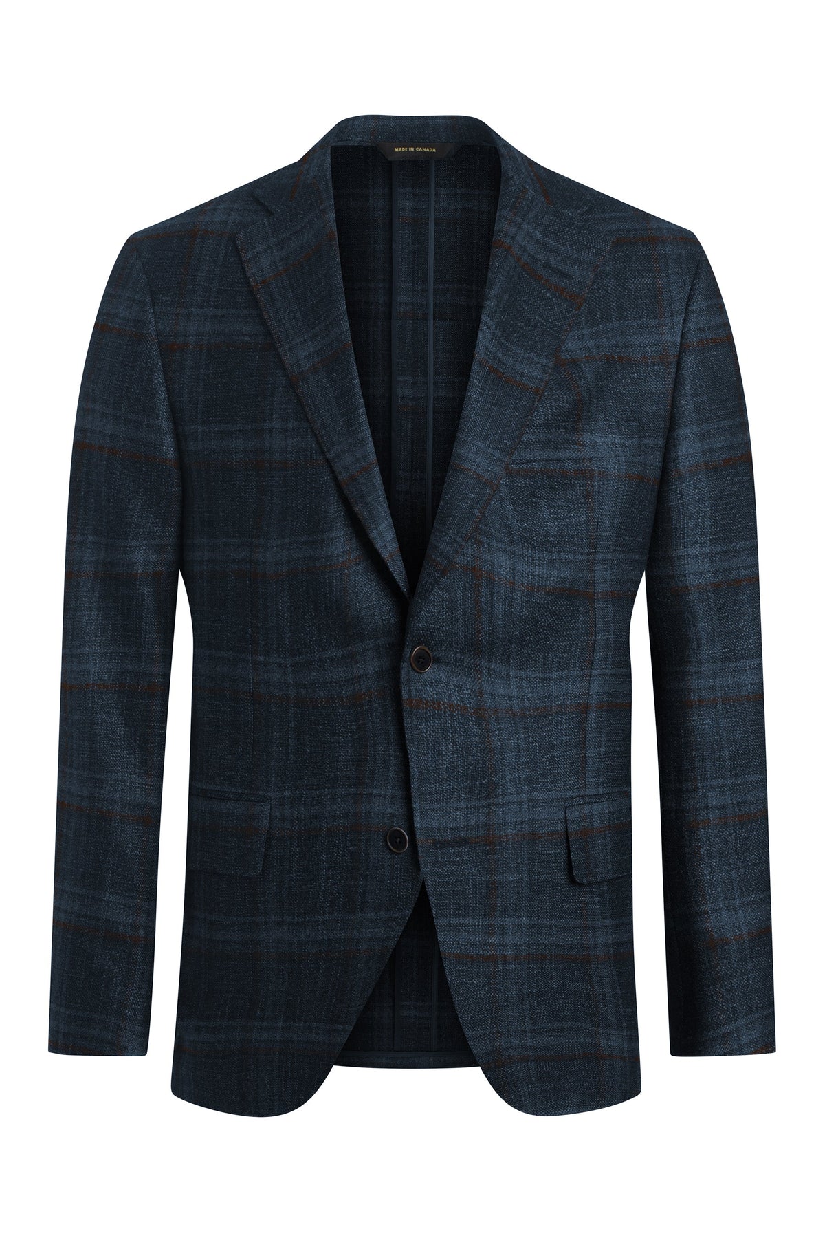Navy Wool, Silk and Cashmere Windowpane Jacket