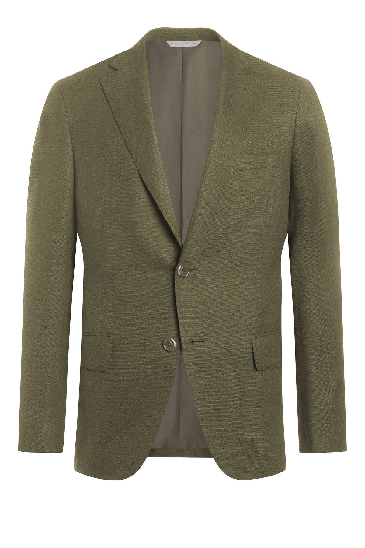 Khaki Linen Cotton Elastane Hopsack Jacket
