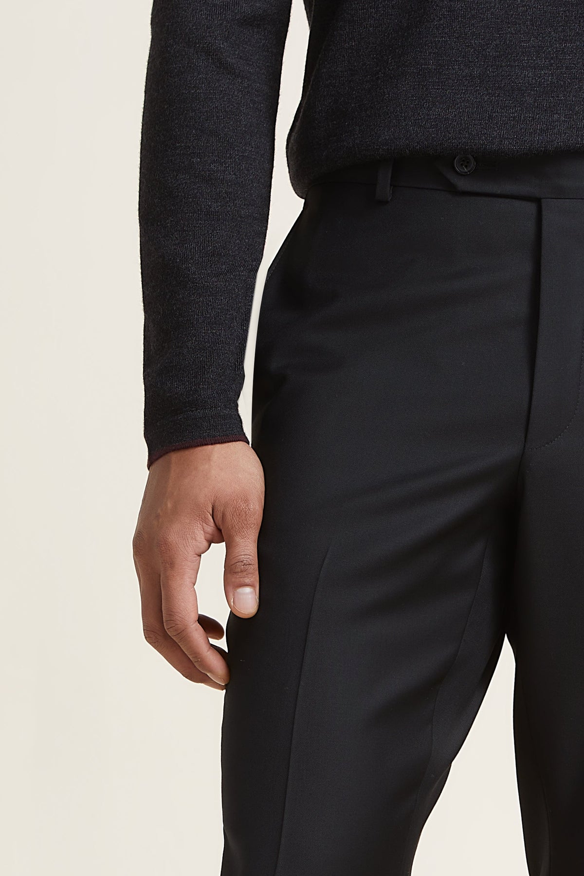 Black Super 110's Smart Wool Serge Trousers