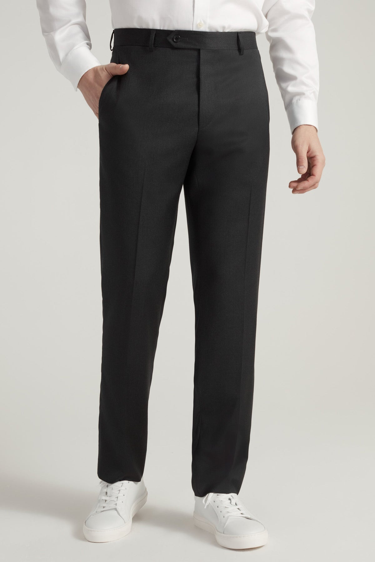 Charcoal Super 110's Smart Wool Serge Trousers