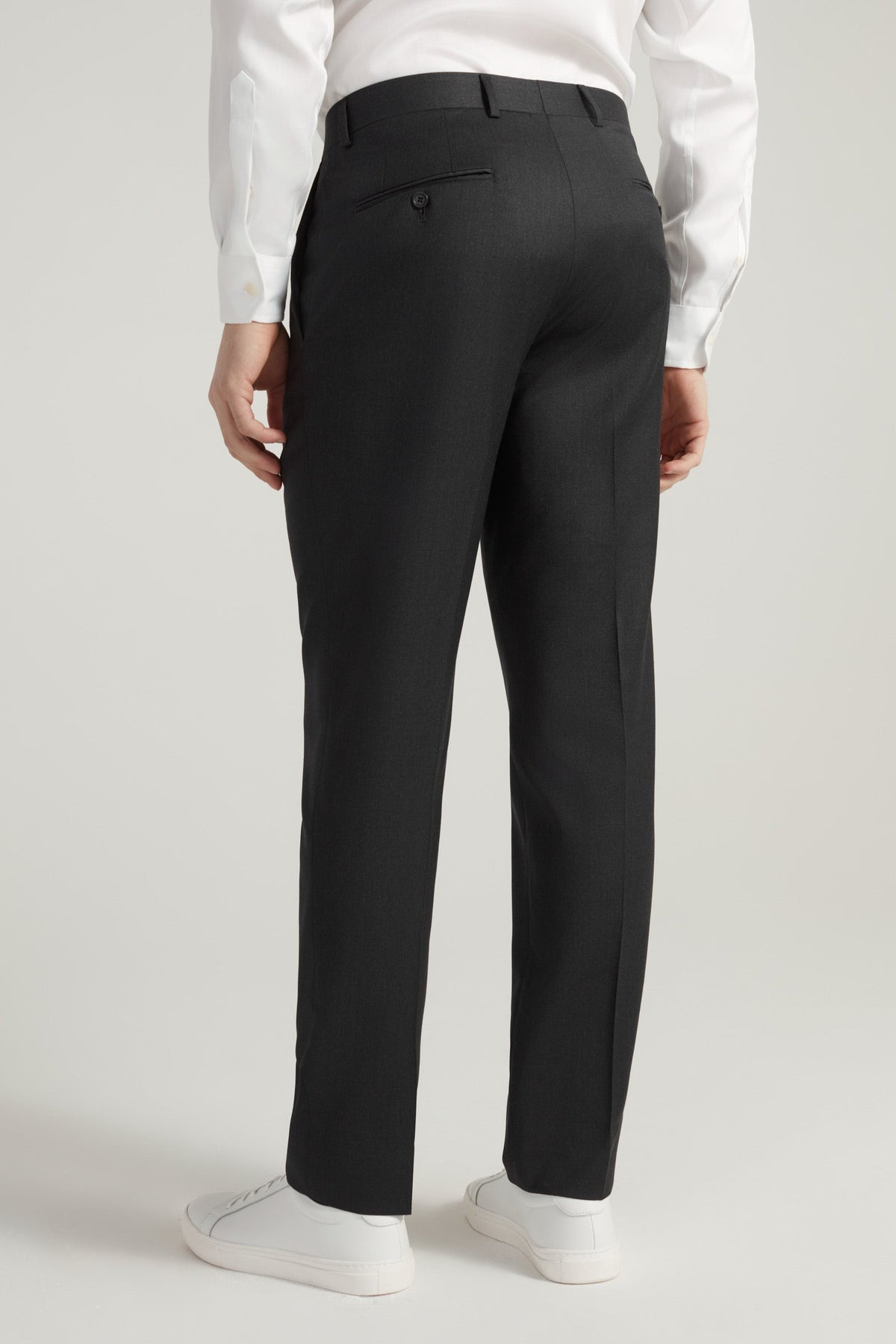Charcoal Super 110's Smart Wool Serge Trousers