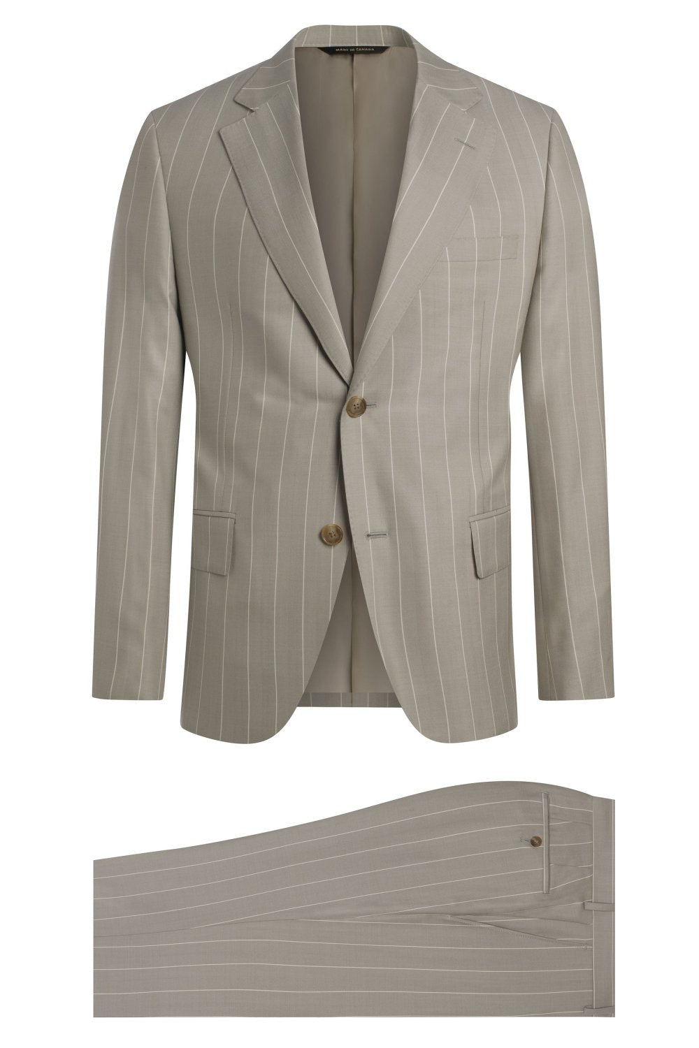 Beige 160's Herringbone Stripe Suit - Wm. Fox & Co.