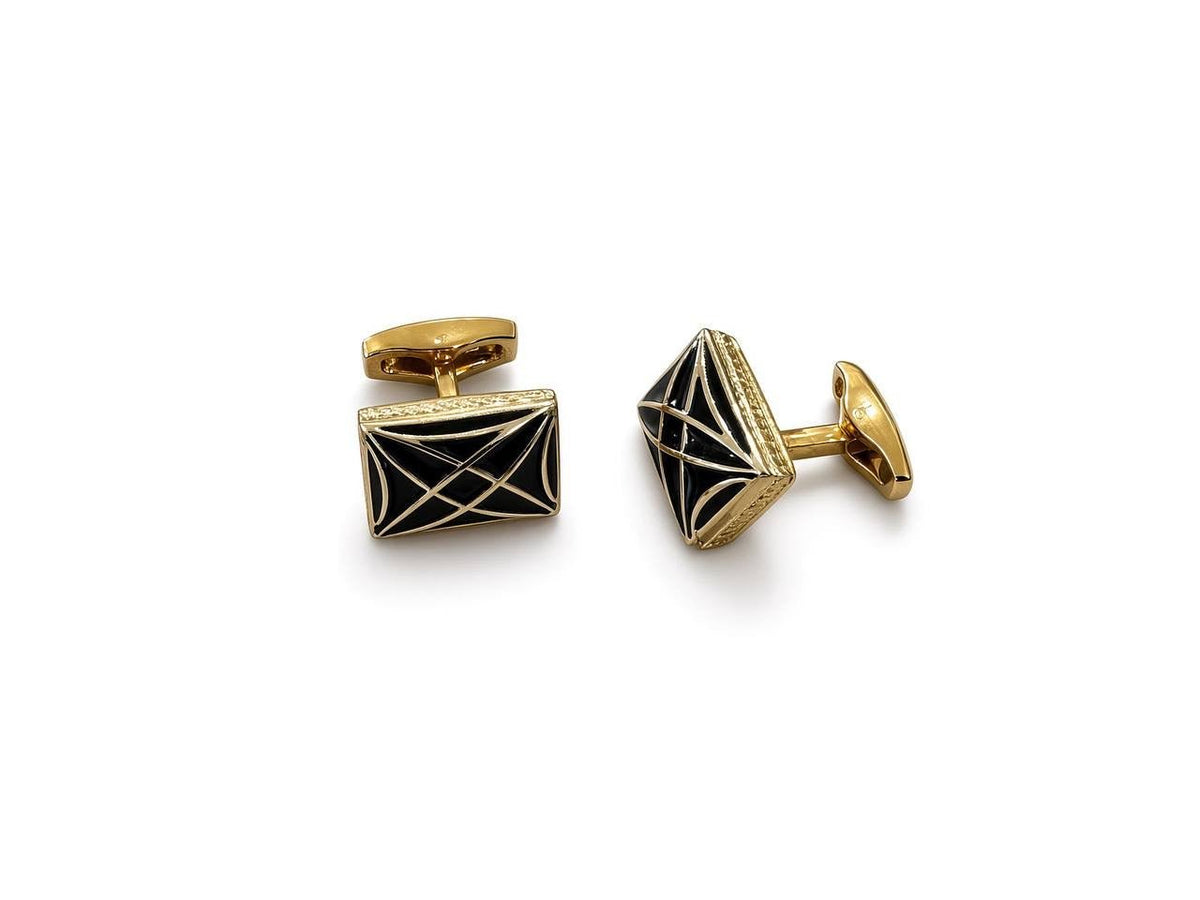 Black and Gold-Tone Lattice Cufflinks - Wm. Fox & Co.